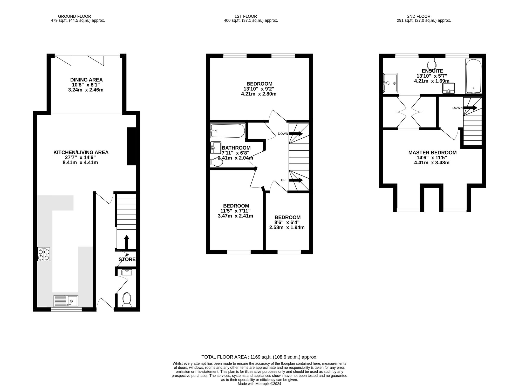 Floorplan of 4 bedroom Mid Terrace House for sale, Cottage Court, Belper, Derbyshire, DE56