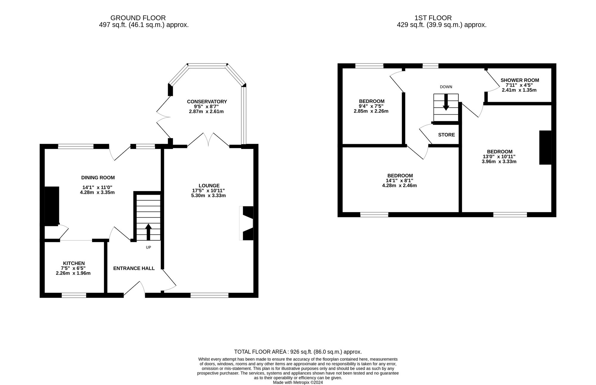 Floorplan of 3 bedroom Semi Detached House for sale, Gorsey Bank, Wirksworth, Derbyshire, DE4