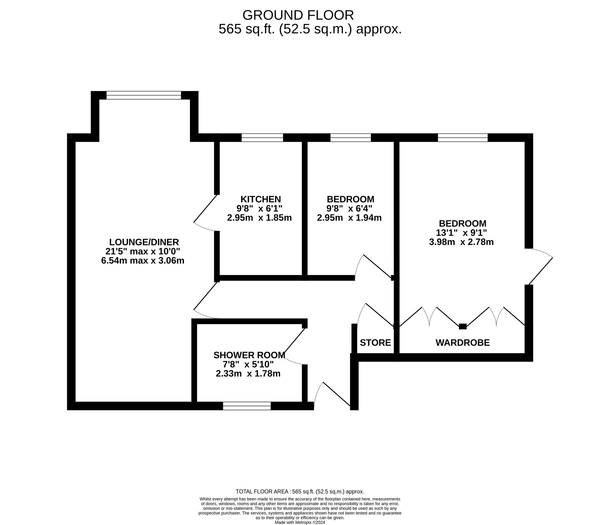 Floorplan of 2 bedroom  Flat for sale, Ticknall Walk, Sunnyhill, Derbyshire, DE23