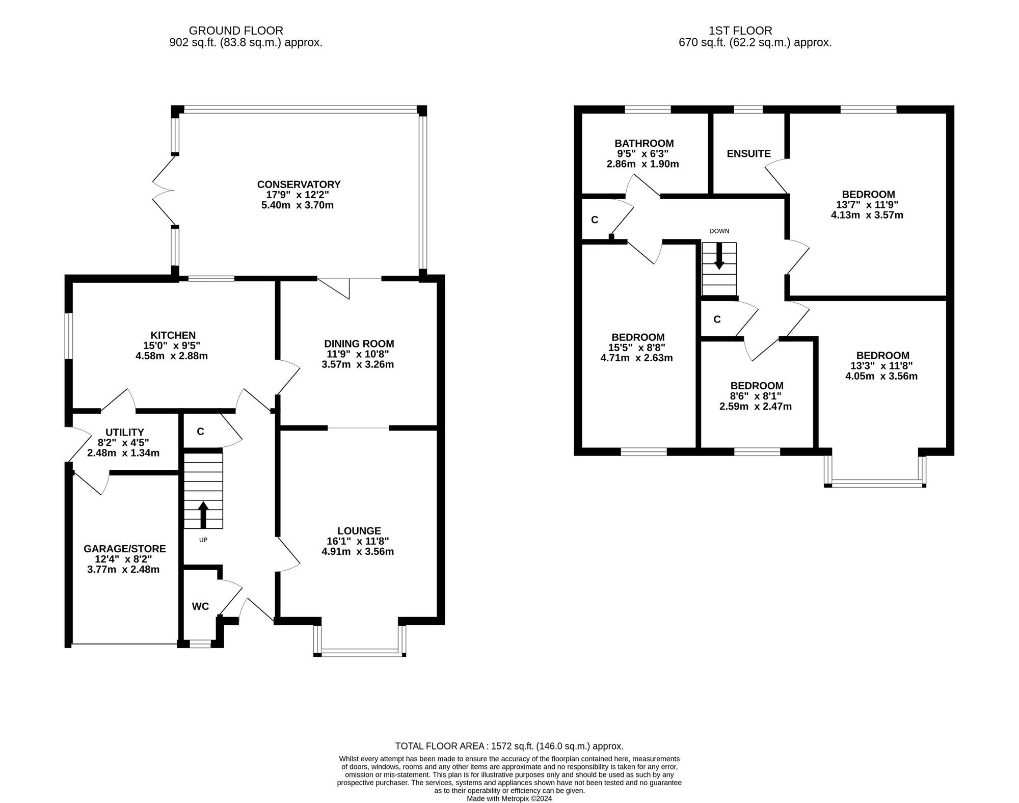 Floorplan of 4 bedroom Detached House for sale, Pottery Close, Belper, Derbyshire, DE56