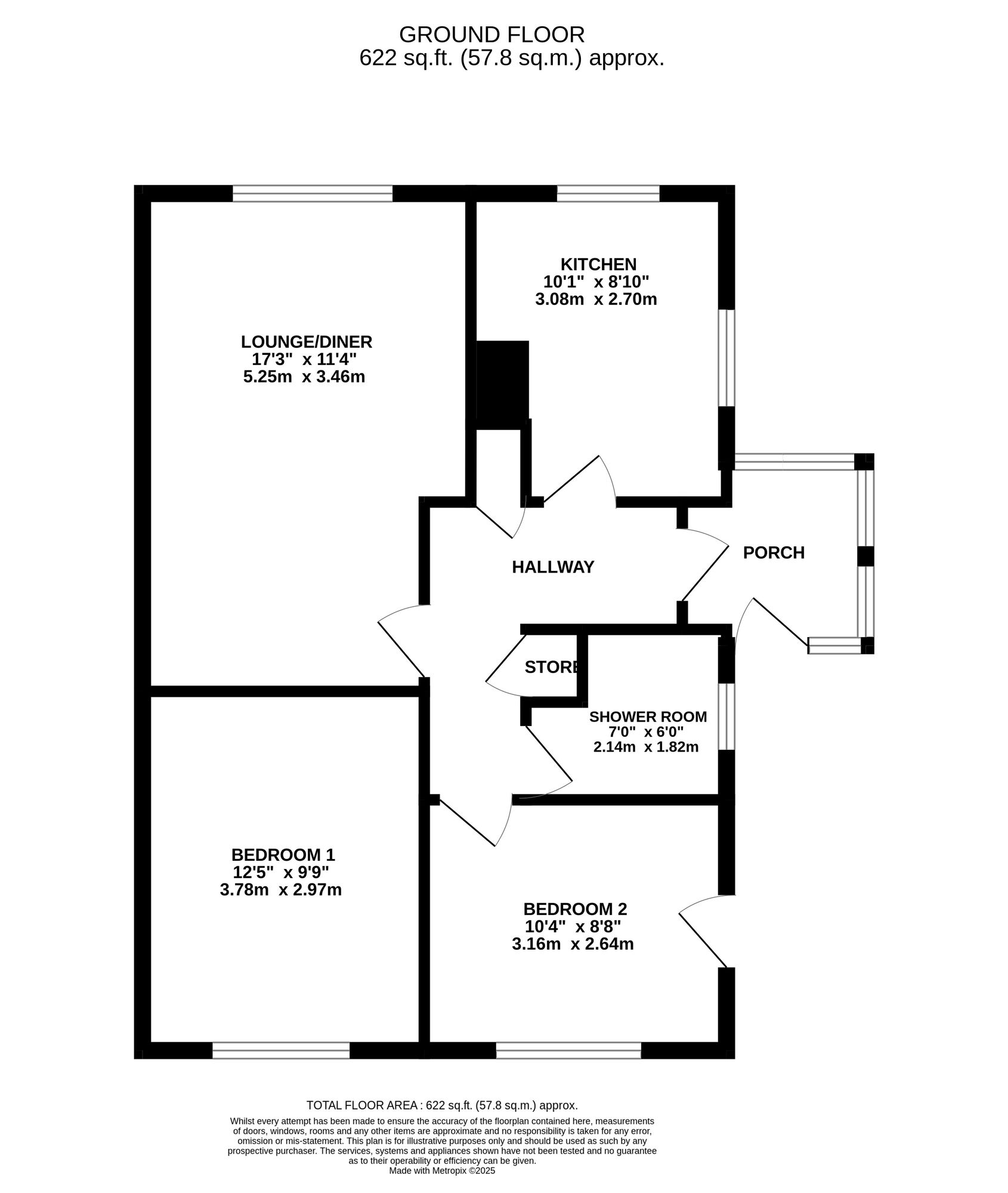 Floorplan of 2 bedroom Detached Bungalow for sale, Duncan Close, Belper, Derbyshire, DE56