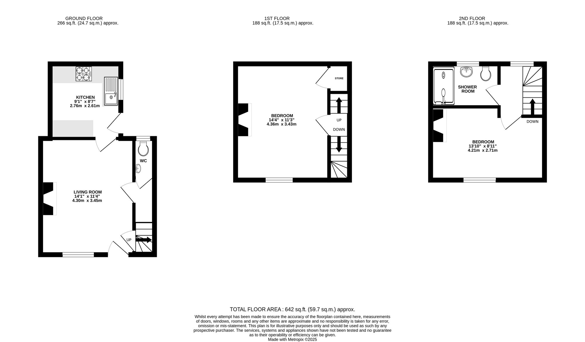 Floorplan of 2 bedroom Mid Terrace House for sale, Water Lane, Cromford, Derbyshire, DE4