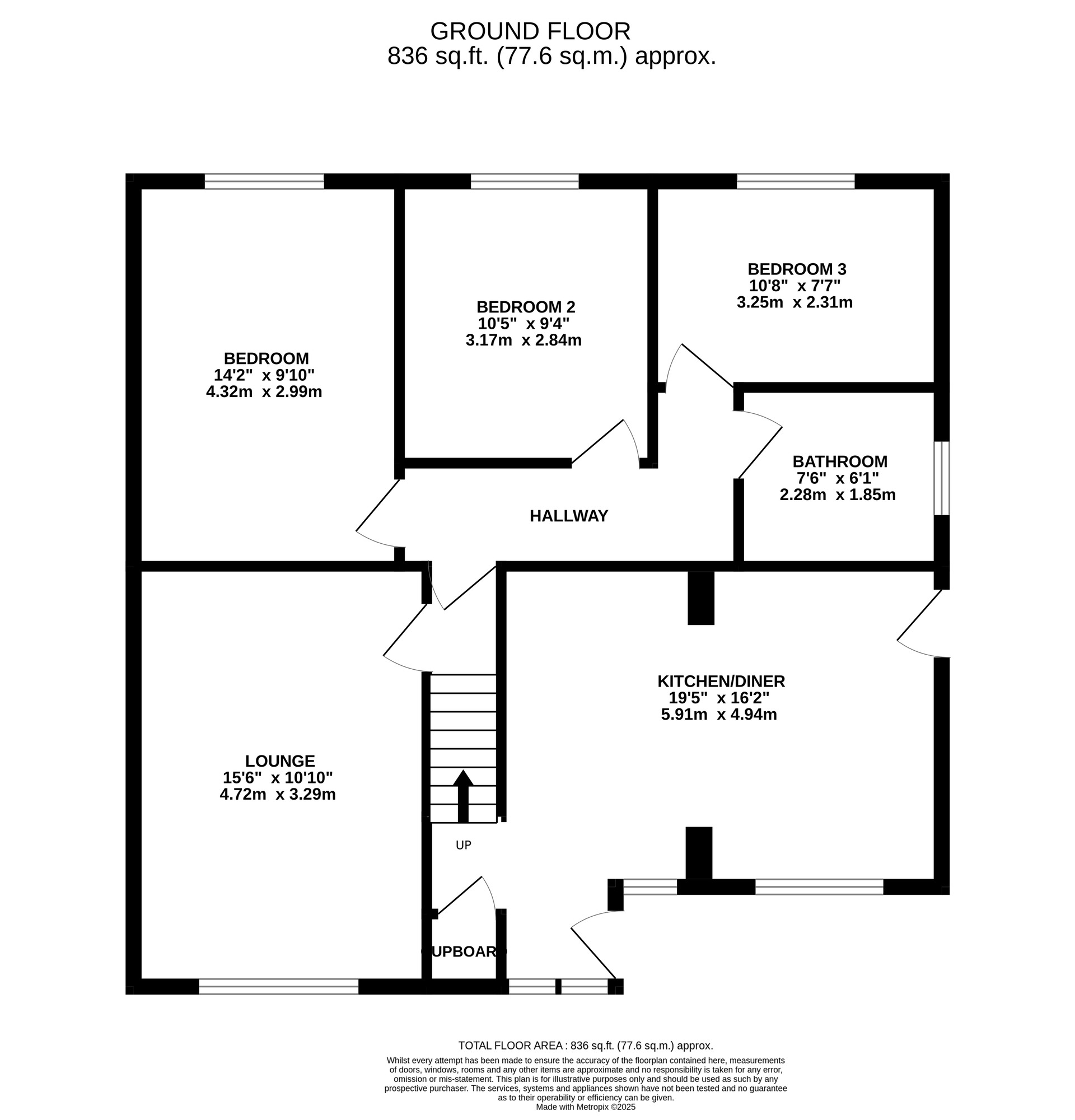 Floorplan of 3 bedroom Detached Bungalow for sale, Ravenoak Close, Belper, Derbyshire, DE56