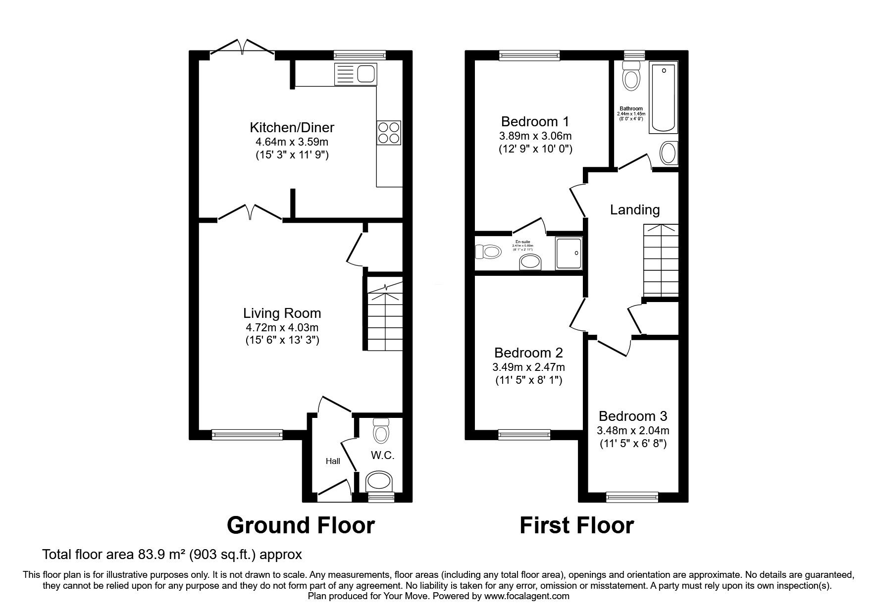 Floorplan of 3 bedroom Semi Detached House for sale, Johnstone Close, Oldham, Greater Manchester, OL1