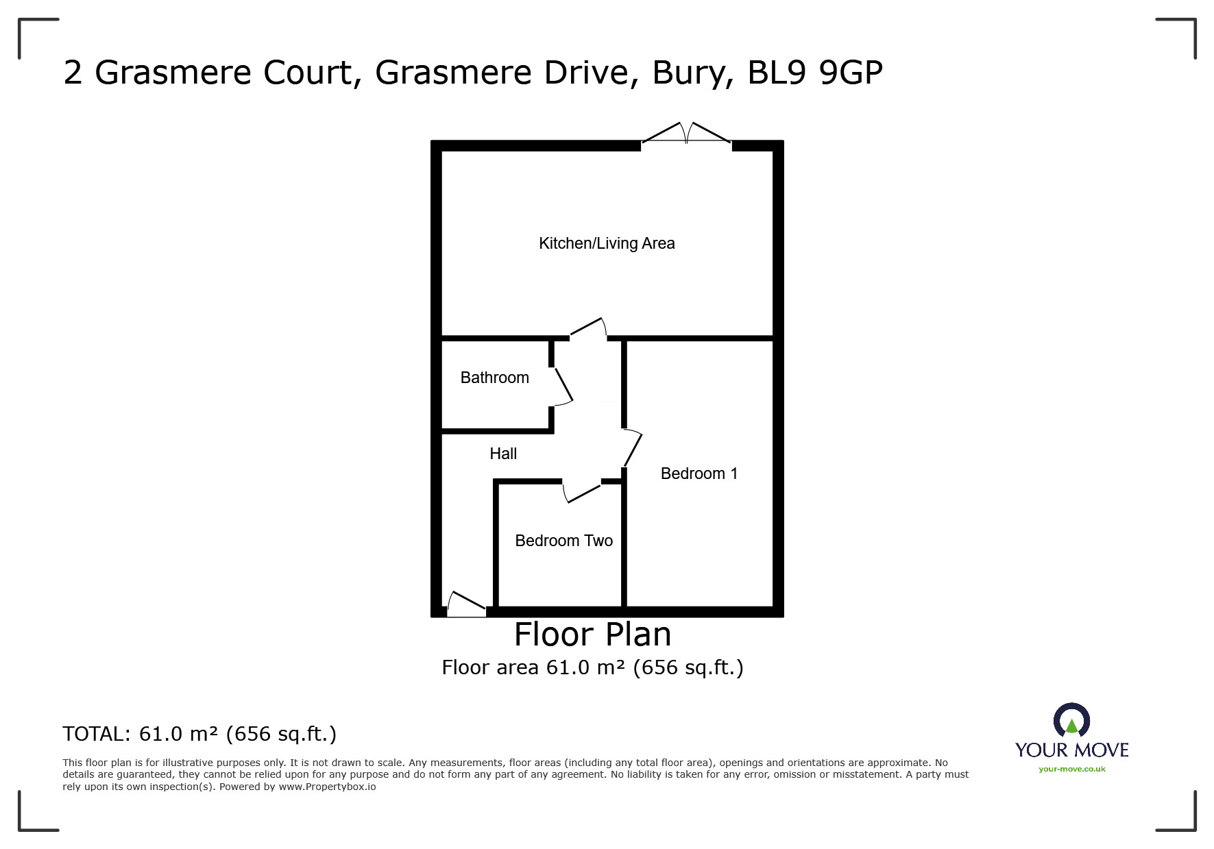 Floorplan of 2 bedroom  Flat for sale, Grasmere Drive, Bury, Greater Manchester, BL9