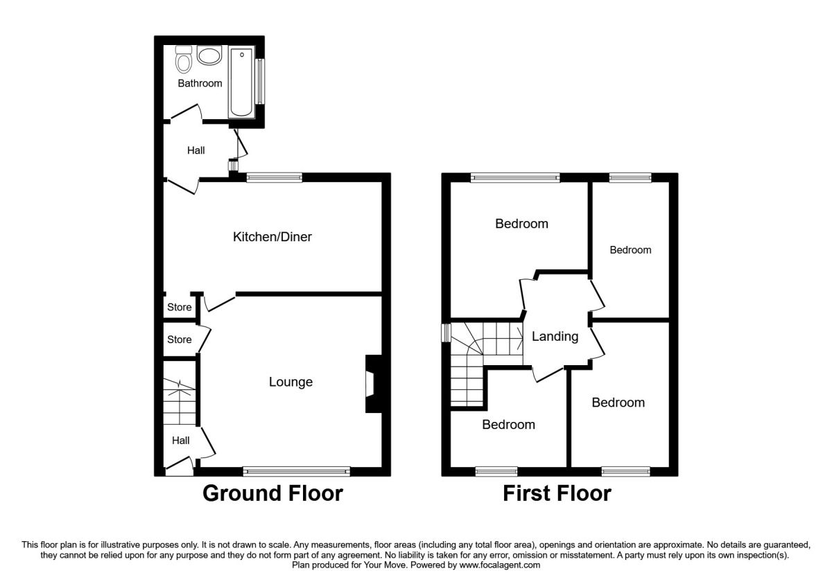 Floorplan of 4 bedroom End Terrace House for sale, Cobnall Road, Catshill, Worcestershire, B61