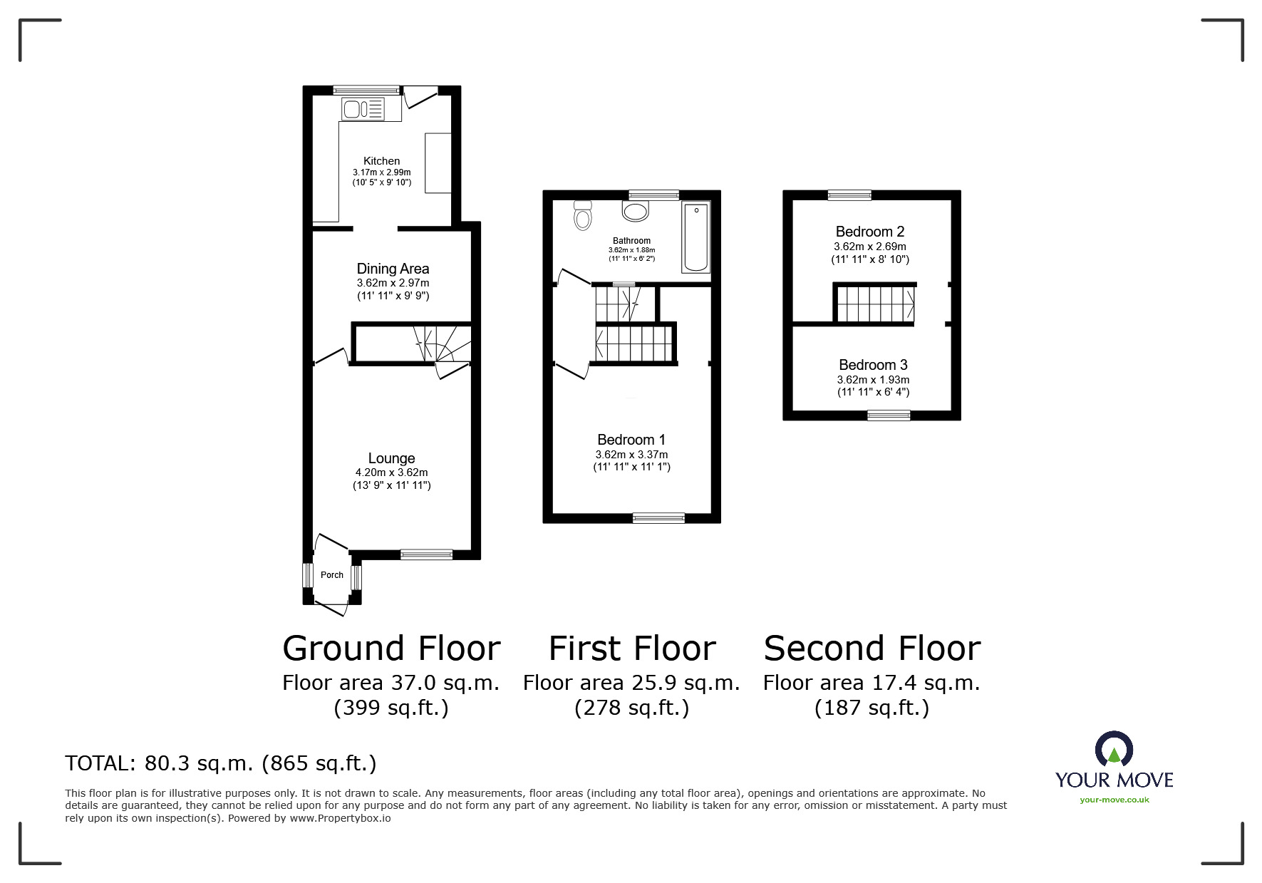 Floorplan of 3 bedroom Mid Terrace House for sale, Brook Road, Rubery, Birmingham, B45