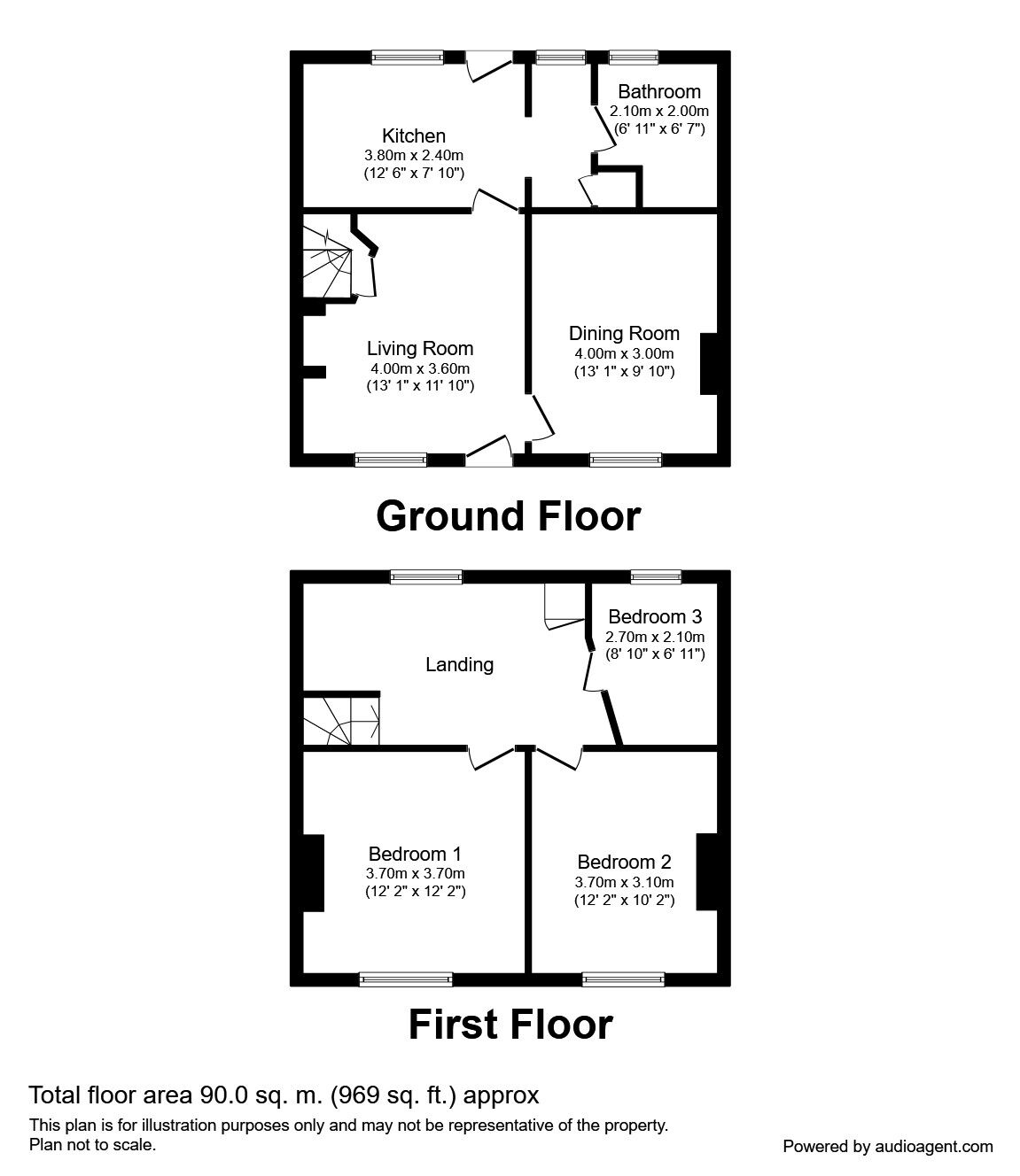 Floorplan of 3 bedroom Mid Terrace House to rent, Stourbridge Road, Fairfield, Worcestershire, B61