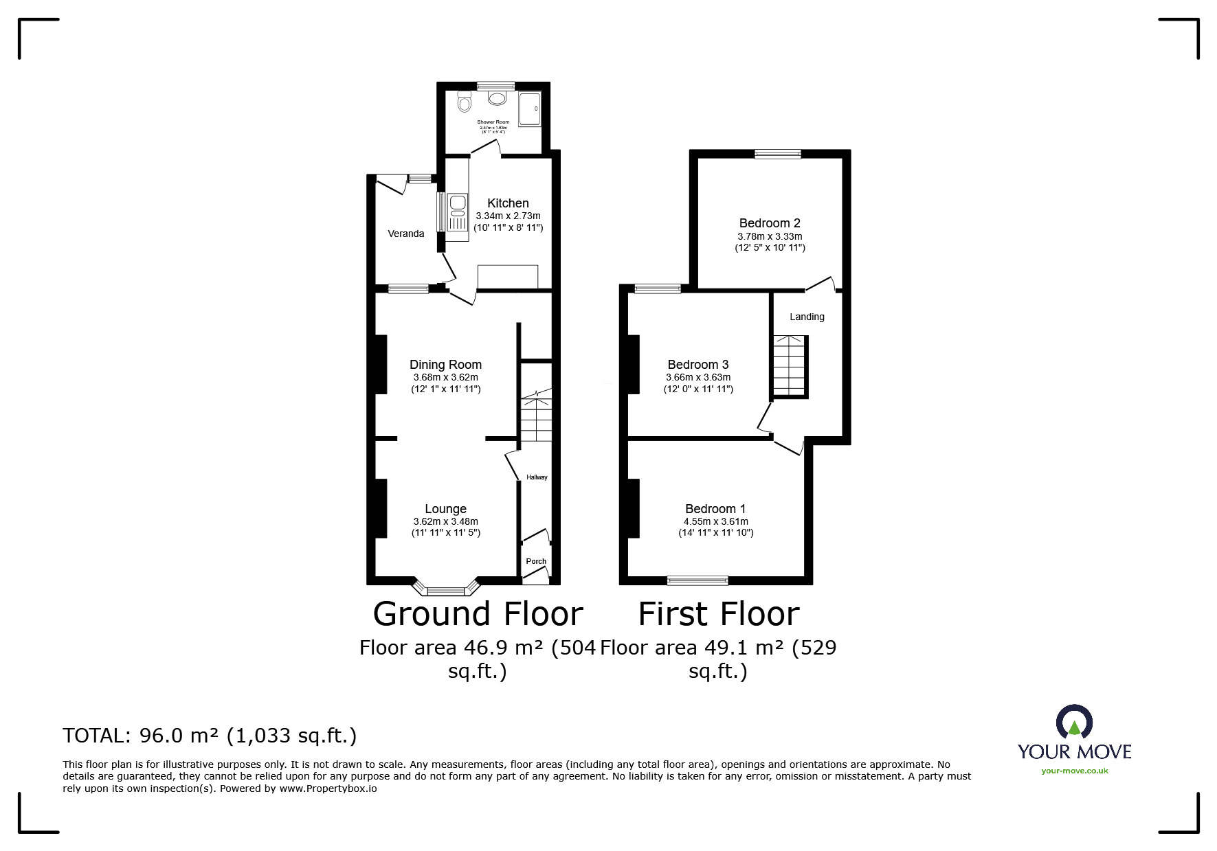 Floorplan of 3 bedroom Mid Terrace House for sale, Birmingham Road, Bromsgrove, Worcestershire, B61