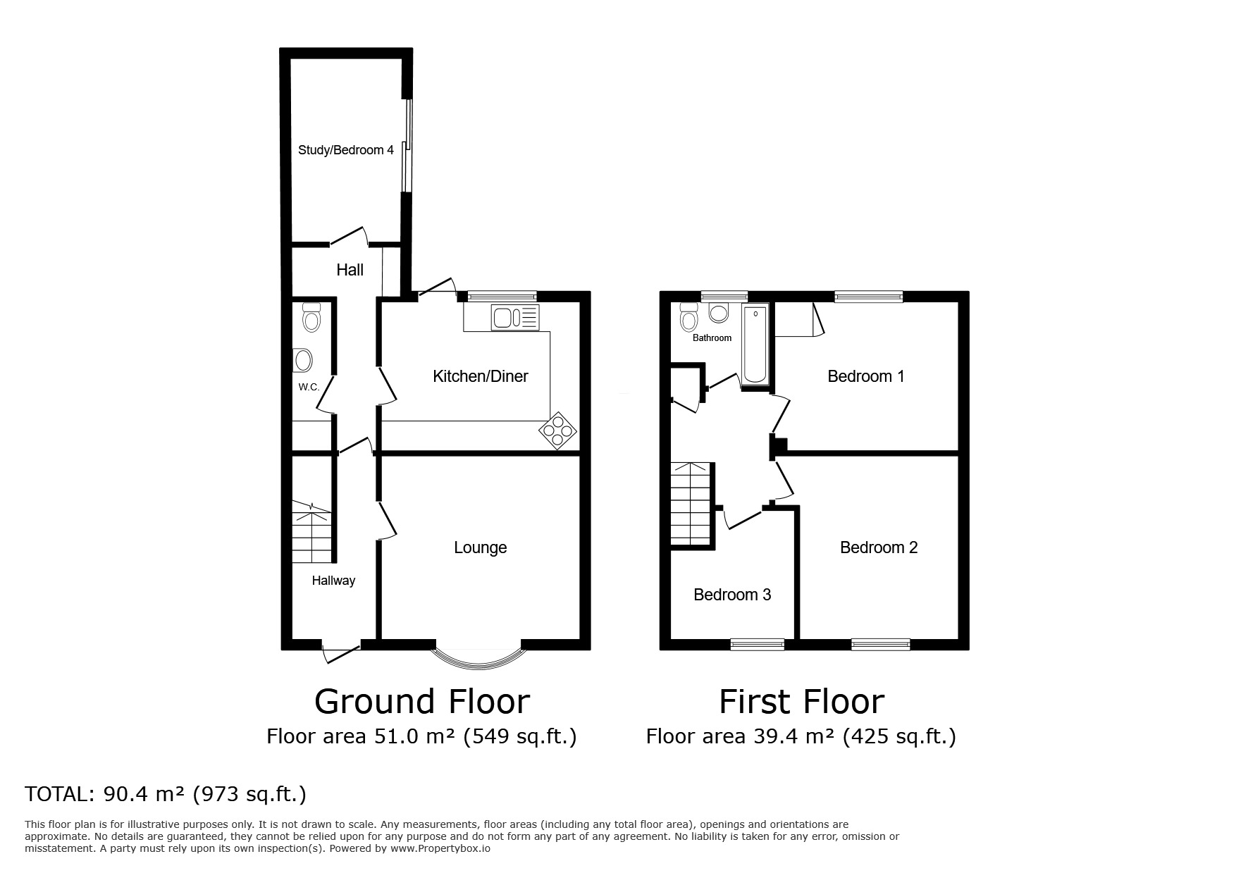 Floorplan of 4 bedroom End Terrace House for sale, Byron Way, Catshill, Worcestershire, B61