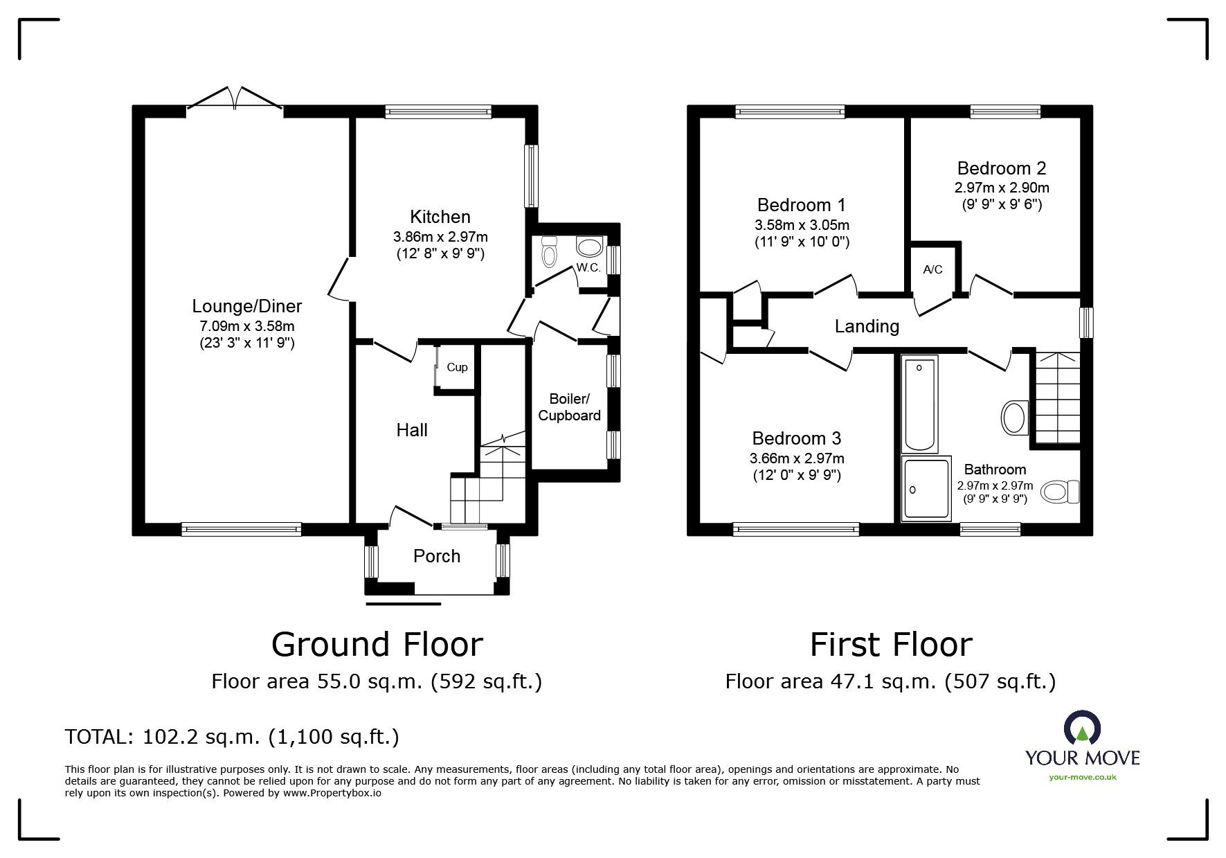 Floorplan of 3 bedroom End Terrace House for sale, Churchfields, Bromsgrove, Worcestershire, B61