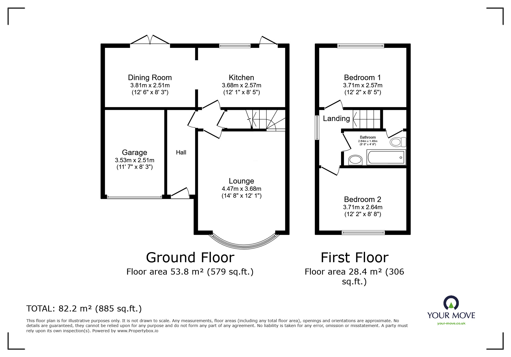 Floorplan of 2 bedroom Semi Detached House for sale, Rednal Mill Drive, Rednal, West Midlands, B45