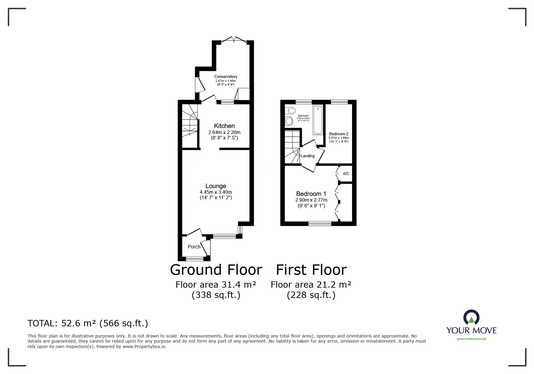 Floorplan of 2 bedroom Mid Terrace House for sale, Whitford Bridge Road, Stoke Prior, Worcestershire, B60