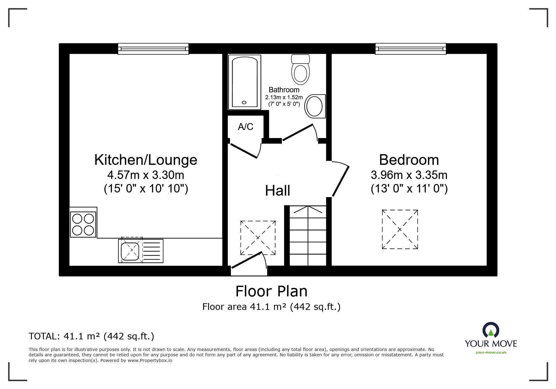 Floorplan of 1 bedroom  Flat for sale, Evesham Road, Astwood Bank, Worcestershire, B96