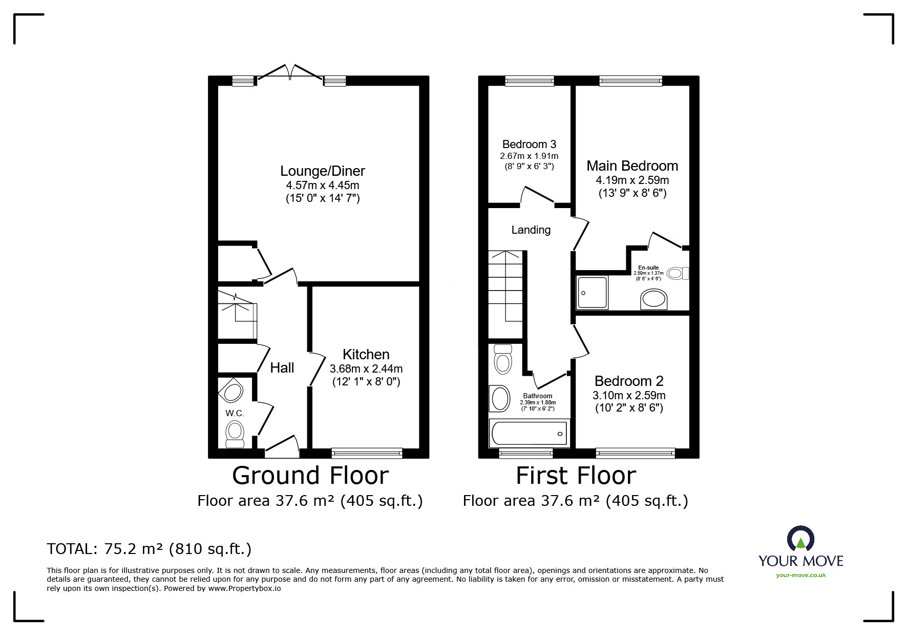 Floorplan of 3 bedroom Semi Detached House for sale, Swallows Close, Bromsgrove, Worcestershire, B61