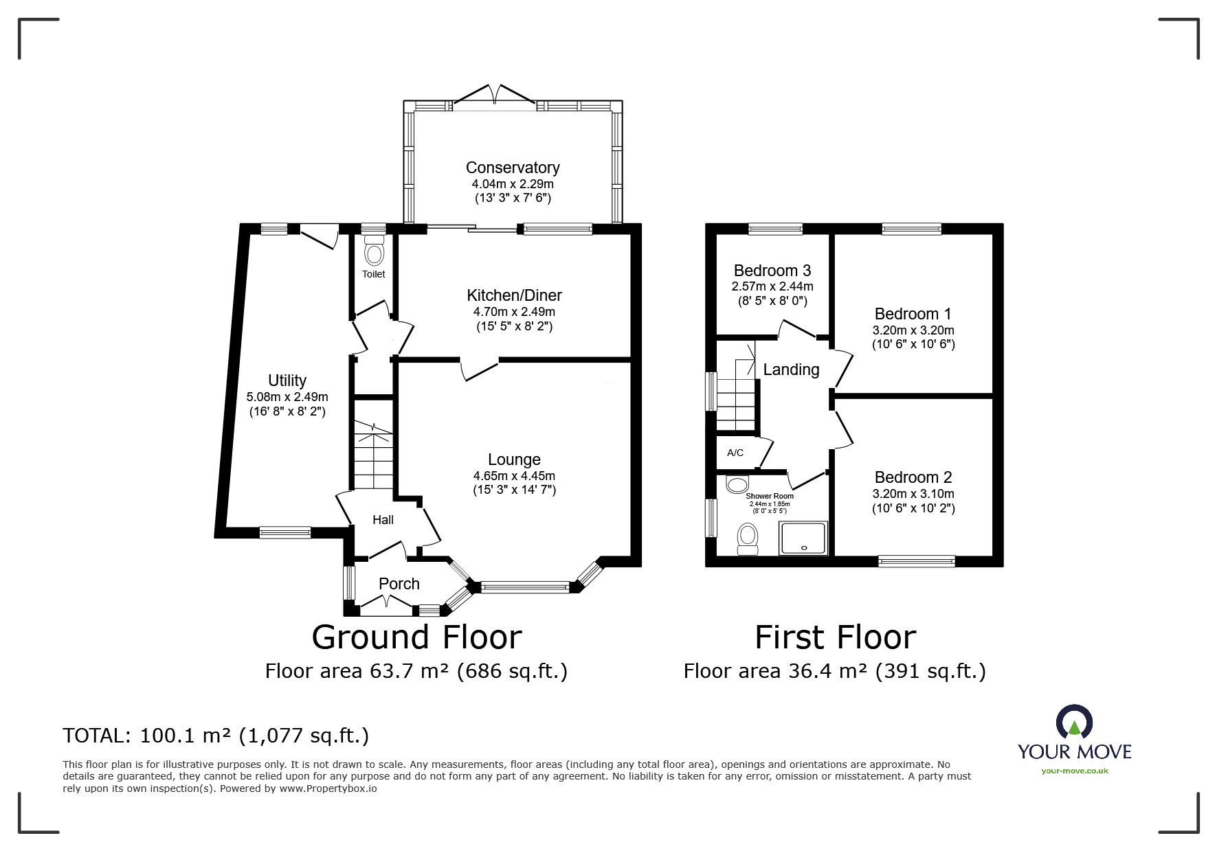 Floorplan of 3 bedroom Semi Detached House for sale, Perryfields Road, Bromsgrove, Worcestershire, B61