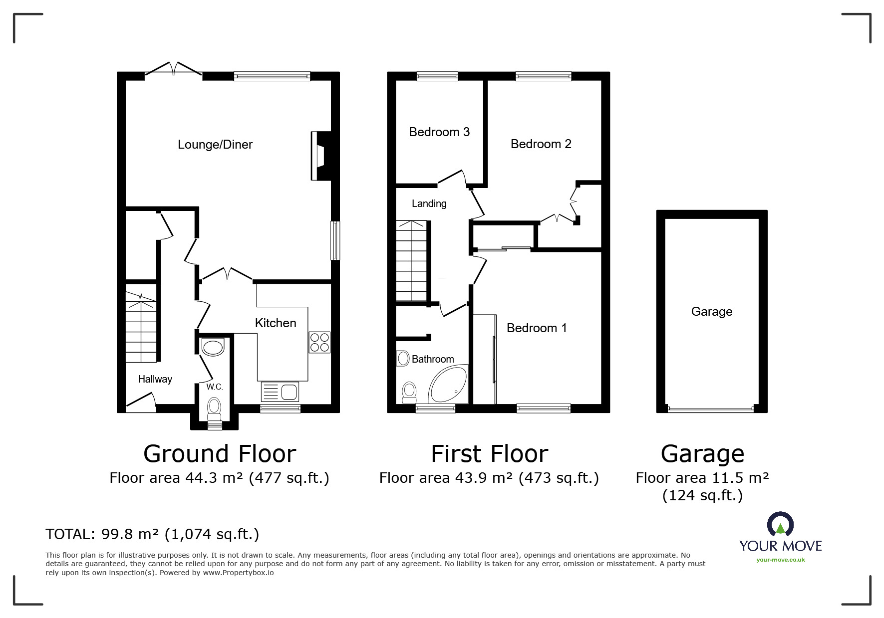 Floorplan of 3 bedroom Semi Detached House for sale, Stourbridge Road, Catshill, Worcestershire, B61