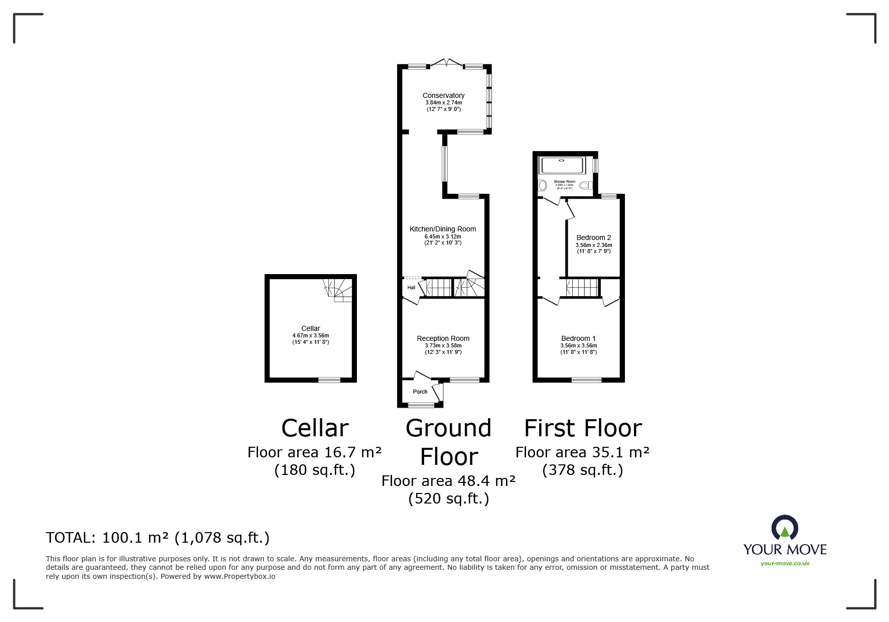 Floorplan of 2 bedroom Mid Terrace House for sale, All Saints Road, Bromsgrove, Worcestershire, B61