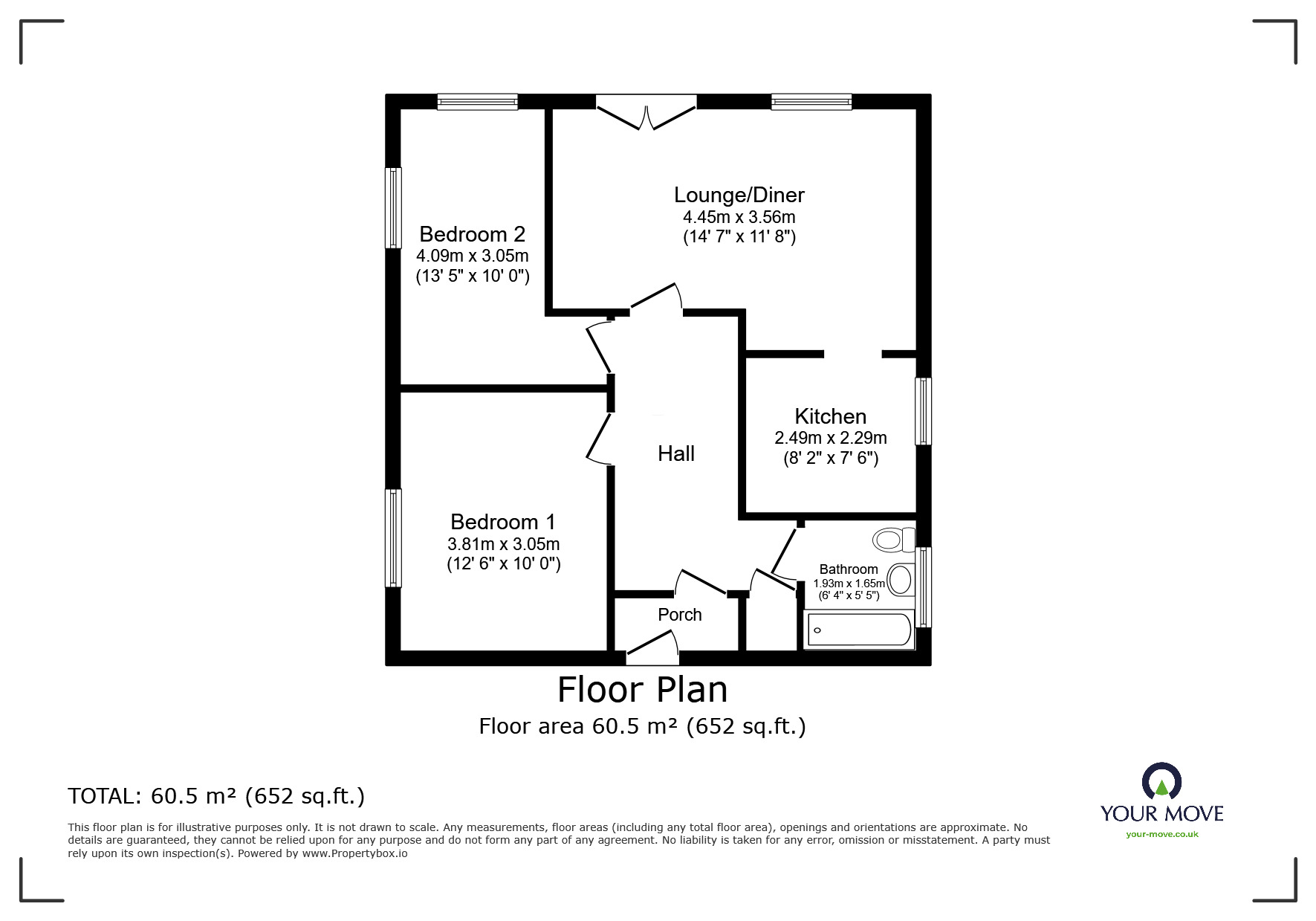 Floorplan of 2 bedroom  Flat for sale, Design Close, Bromsgrove, Worcestershire, B60