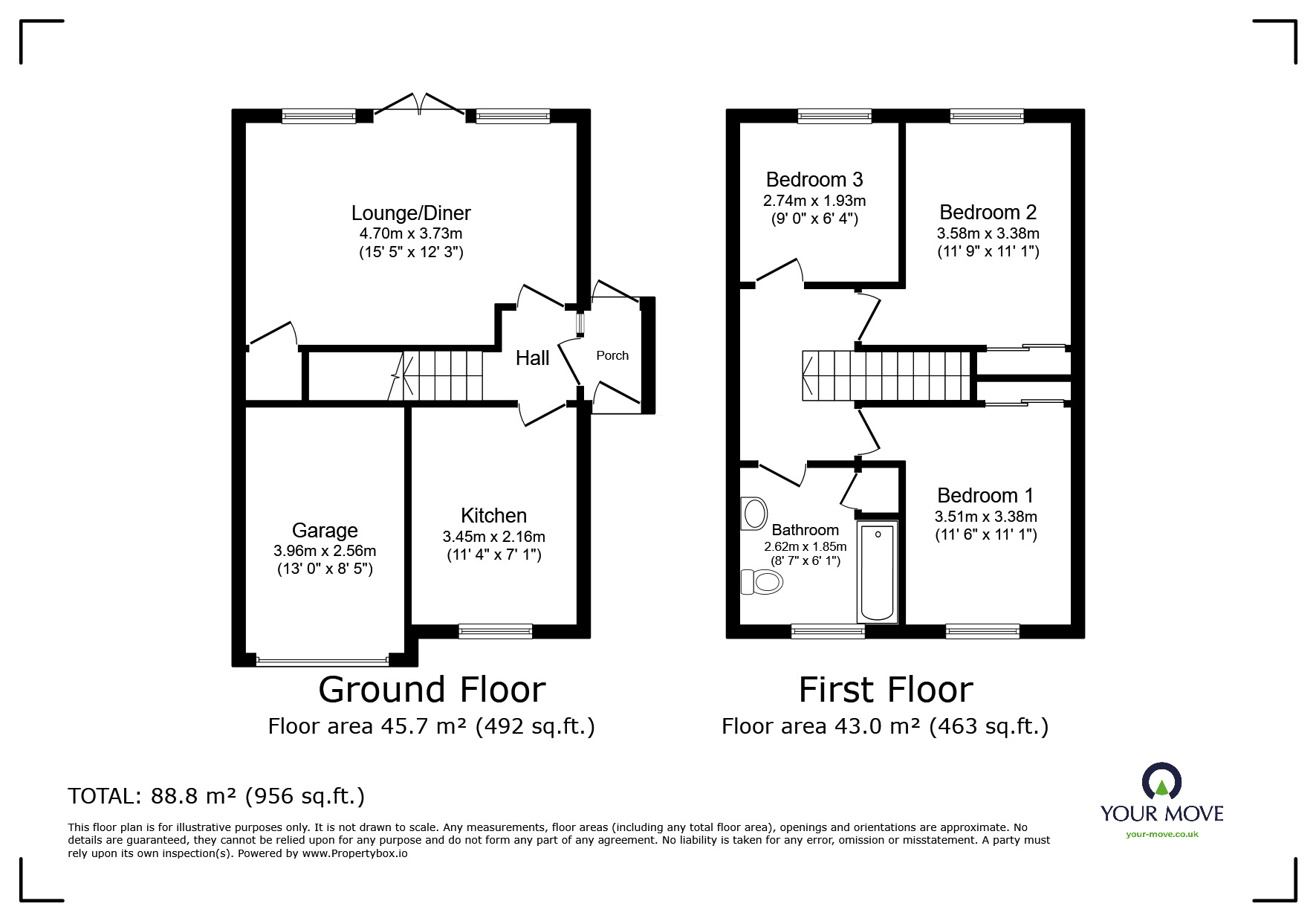 Floorplan of 3 bedroom Semi Detached House for sale, Milcote Close, Redditch, Worcestershire, B98