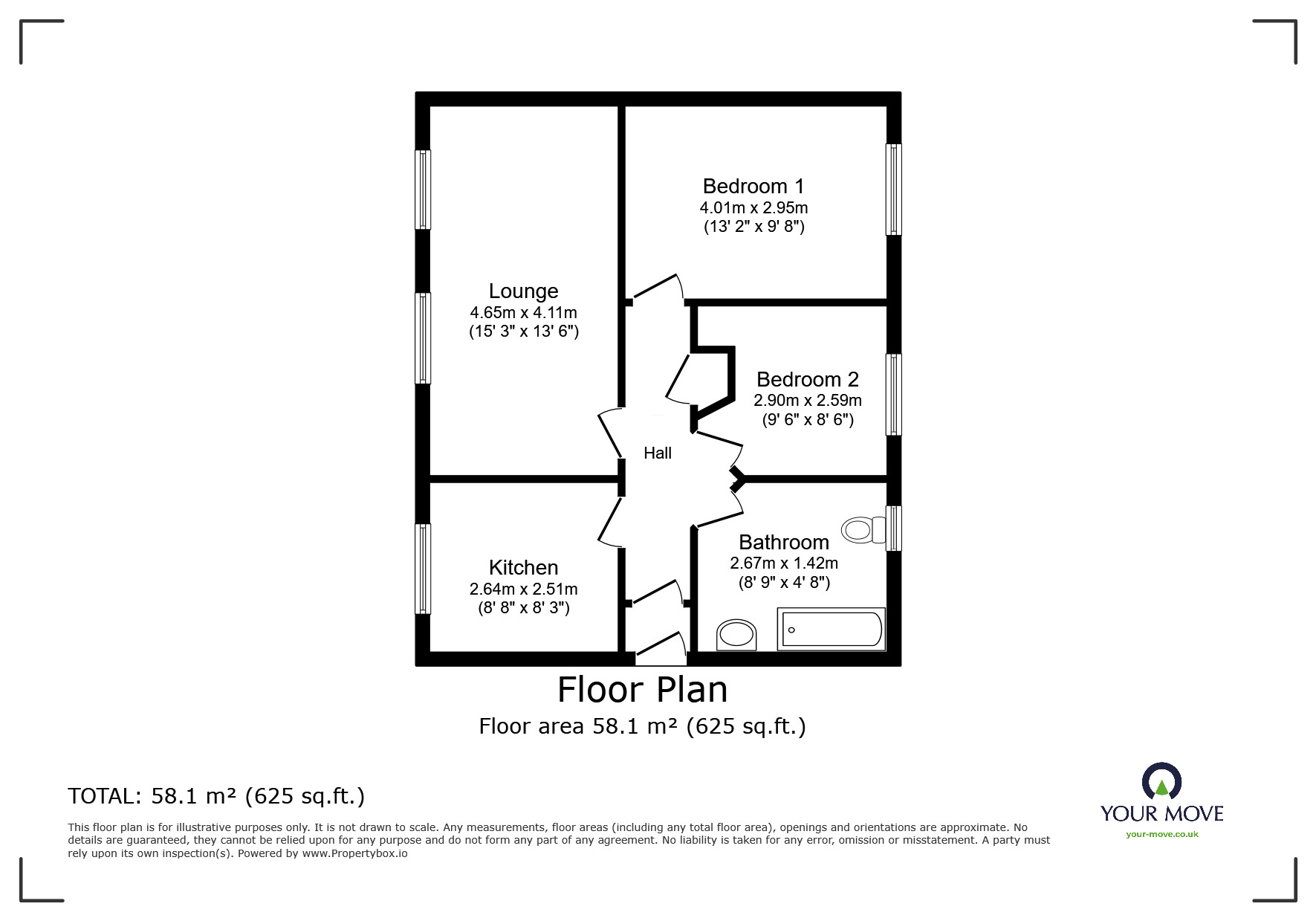 Floorplan of 2 bedroom  Flat for sale, Westwood Drive, Rubery, Birmingham, B45