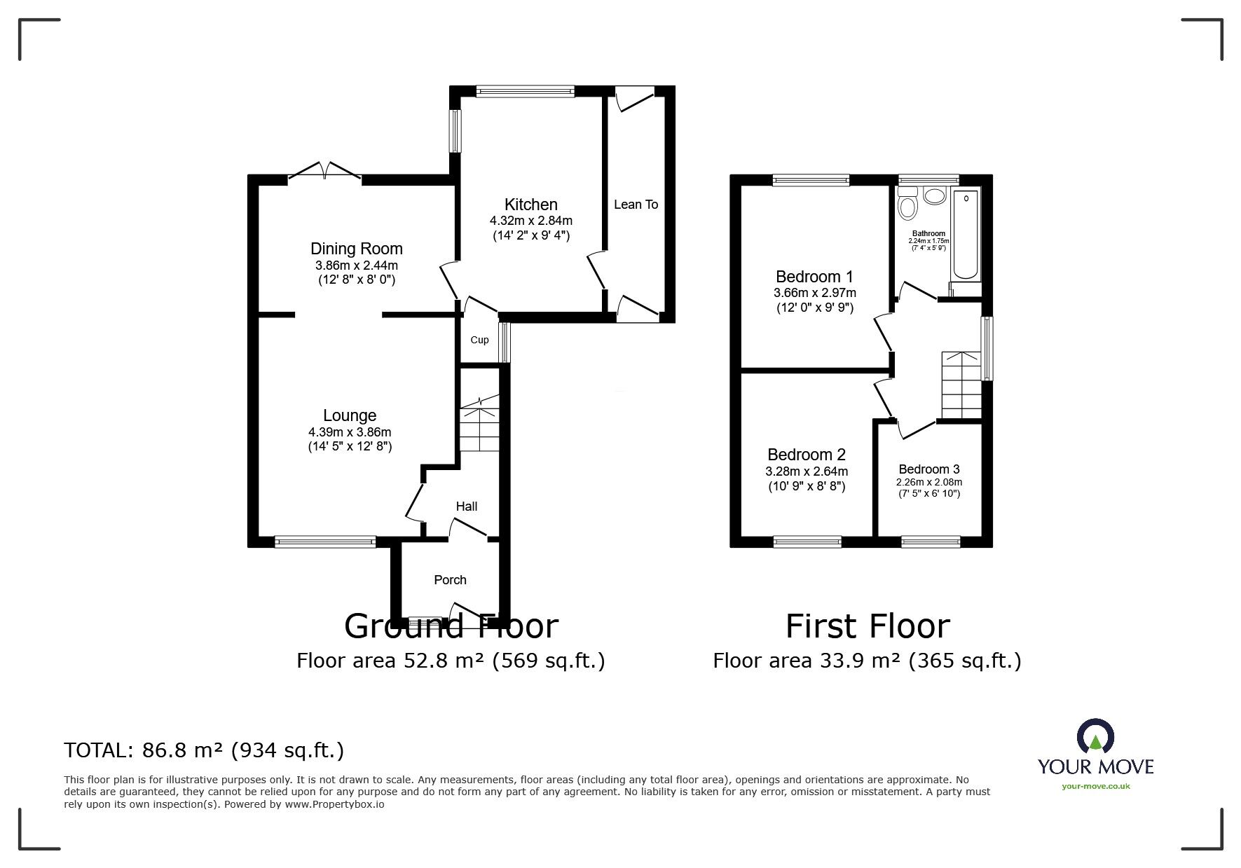 Floorplan of 3 bedroom Semi Detached House for sale, Elm Grove, Bromsgrove, Worcestershire, B61