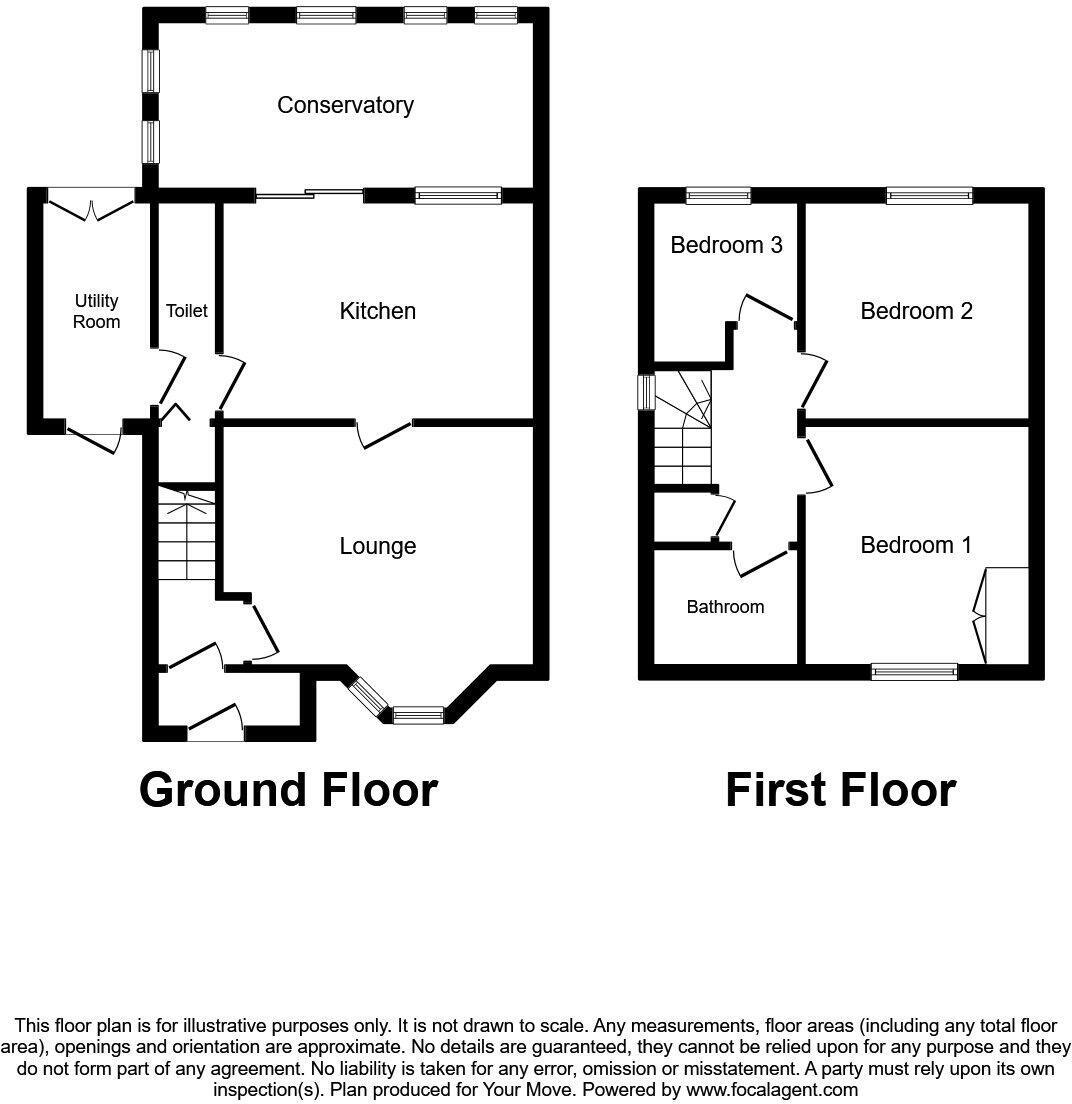 Floorplan of 3 bedroom Semi Detached House for sale, Perryfields Road, Bromsgrove, Worcestershire, B61