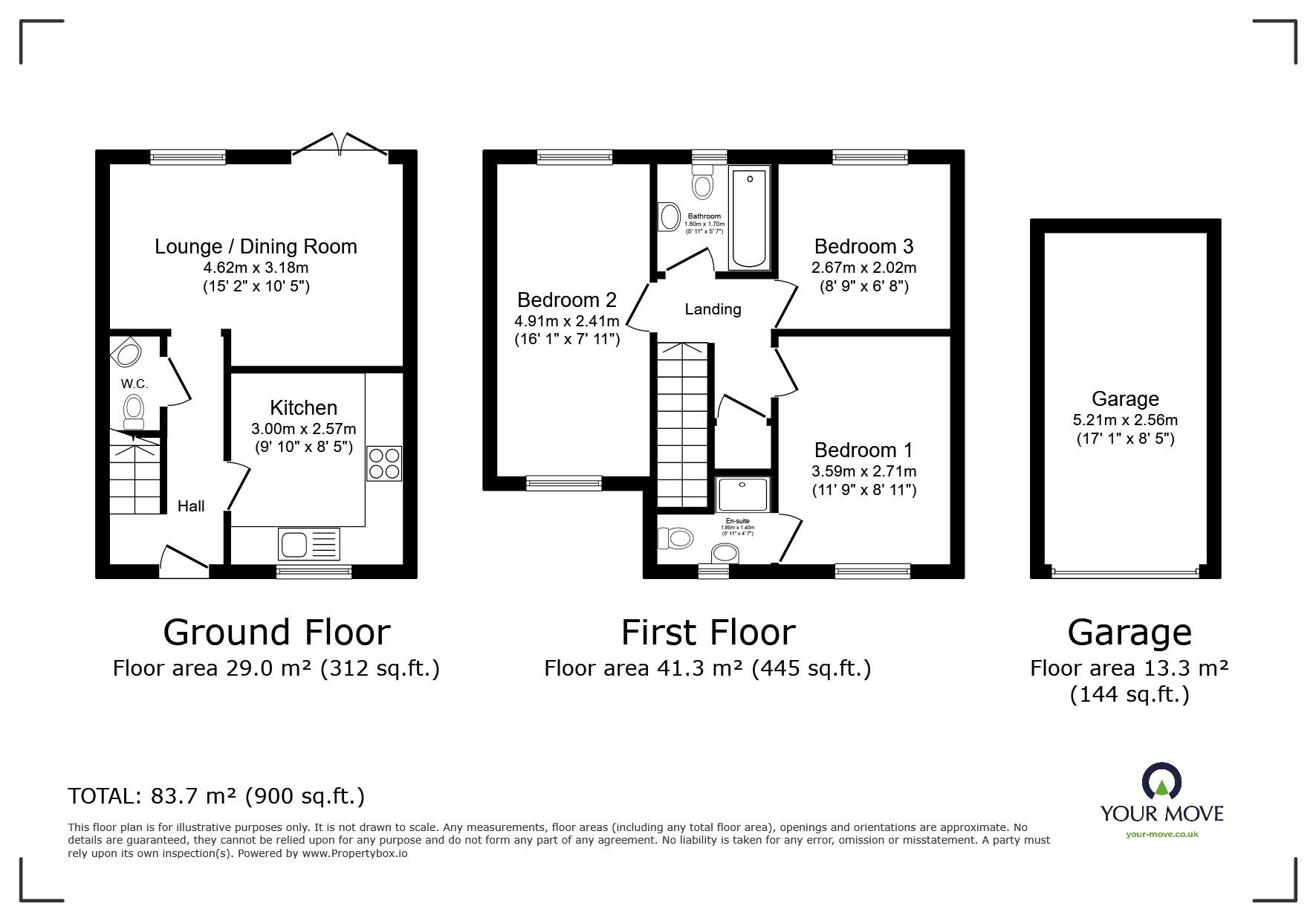 Floorplan of 3 bedroom Semi Detached House for sale, Railway Walk, Bromsgrove, Worcestershire, B60