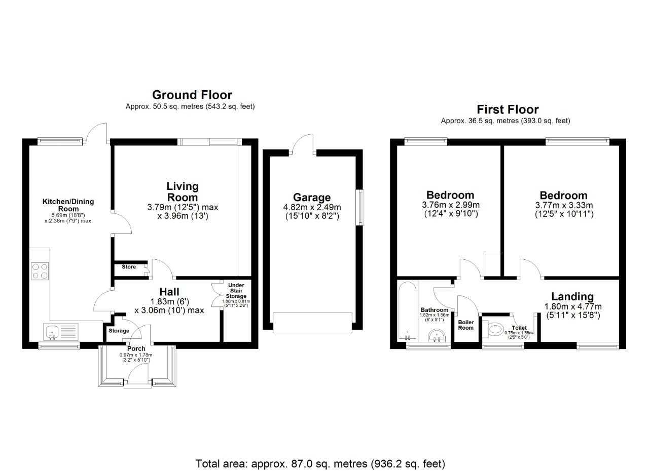 Floorplan of 2 bedroom End Terrace House for sale, Whitebeam Road, Birmingham, West Midlands, B37