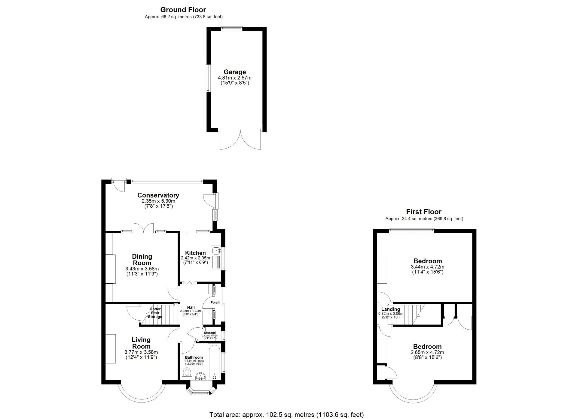 Floorplan of 2 bedroom Semi Detached House for sale, Chester Road, Castle Bromwich, West Midlands, B36