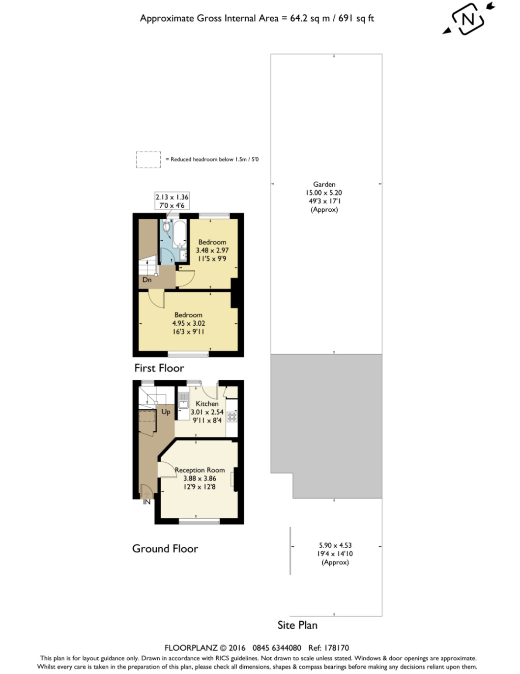 Floorplan of 2 bedroom Mid Terrace House to rent, Easebourne Road, Dagenham, Essex, RM8