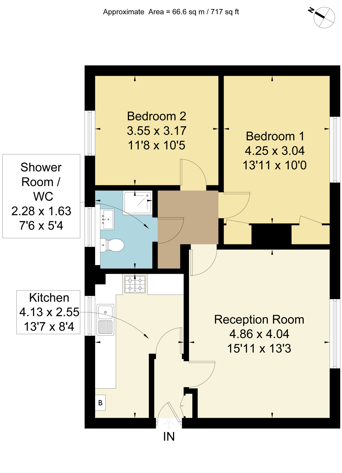 Floorplan of 2 bedroom  Flat for sale, Padnall Court, Bardfield Avenue, Chadwell Heath, RM6