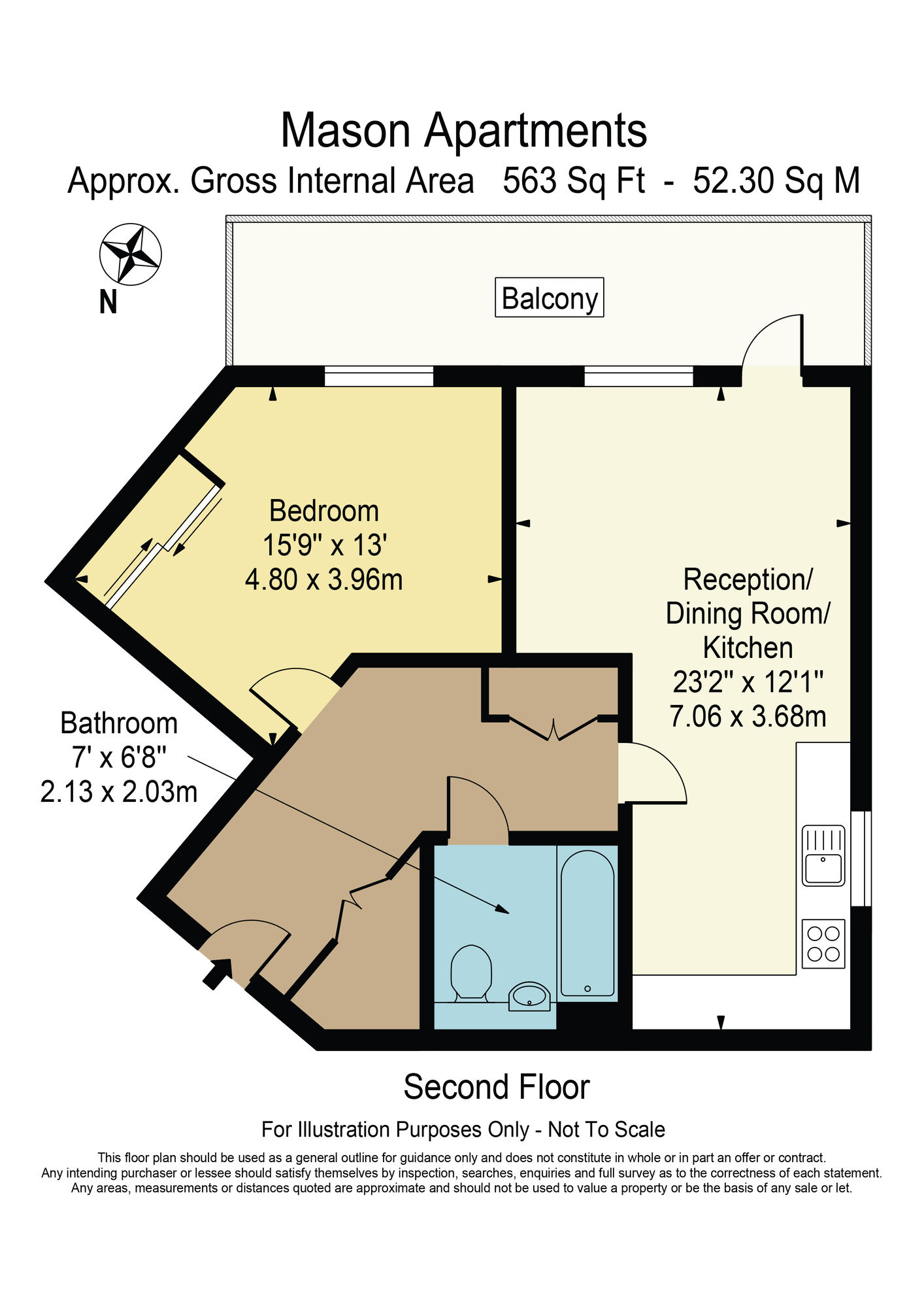 Floorplan of 1 bedroom  Flat for sale, Mason Apartments, 115 Rainham Road North, Dagenham, RM10