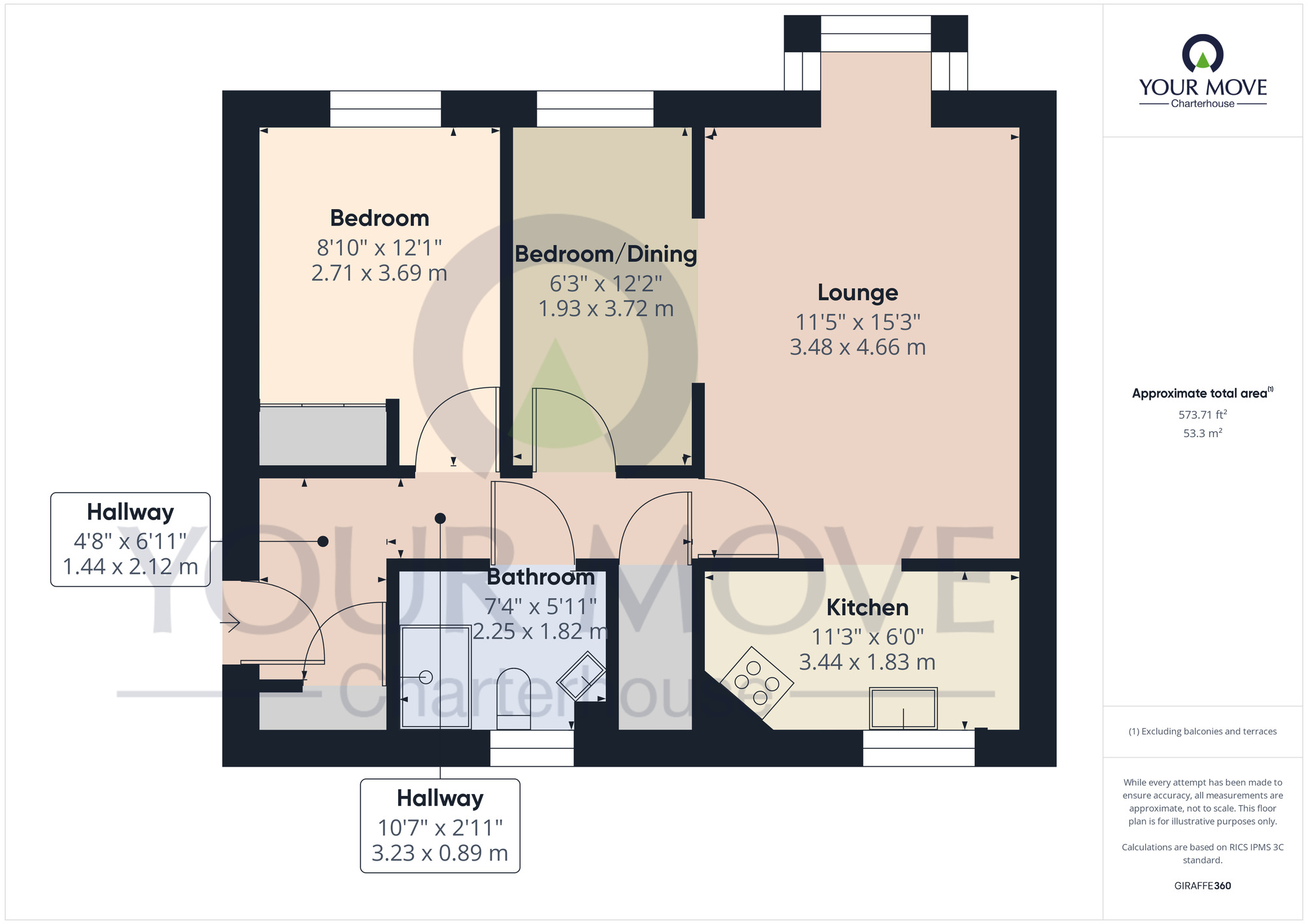 Floorplan of 2 bedroom  Flat for sale, Roselawn Gardens, Margate, Kent, CT9