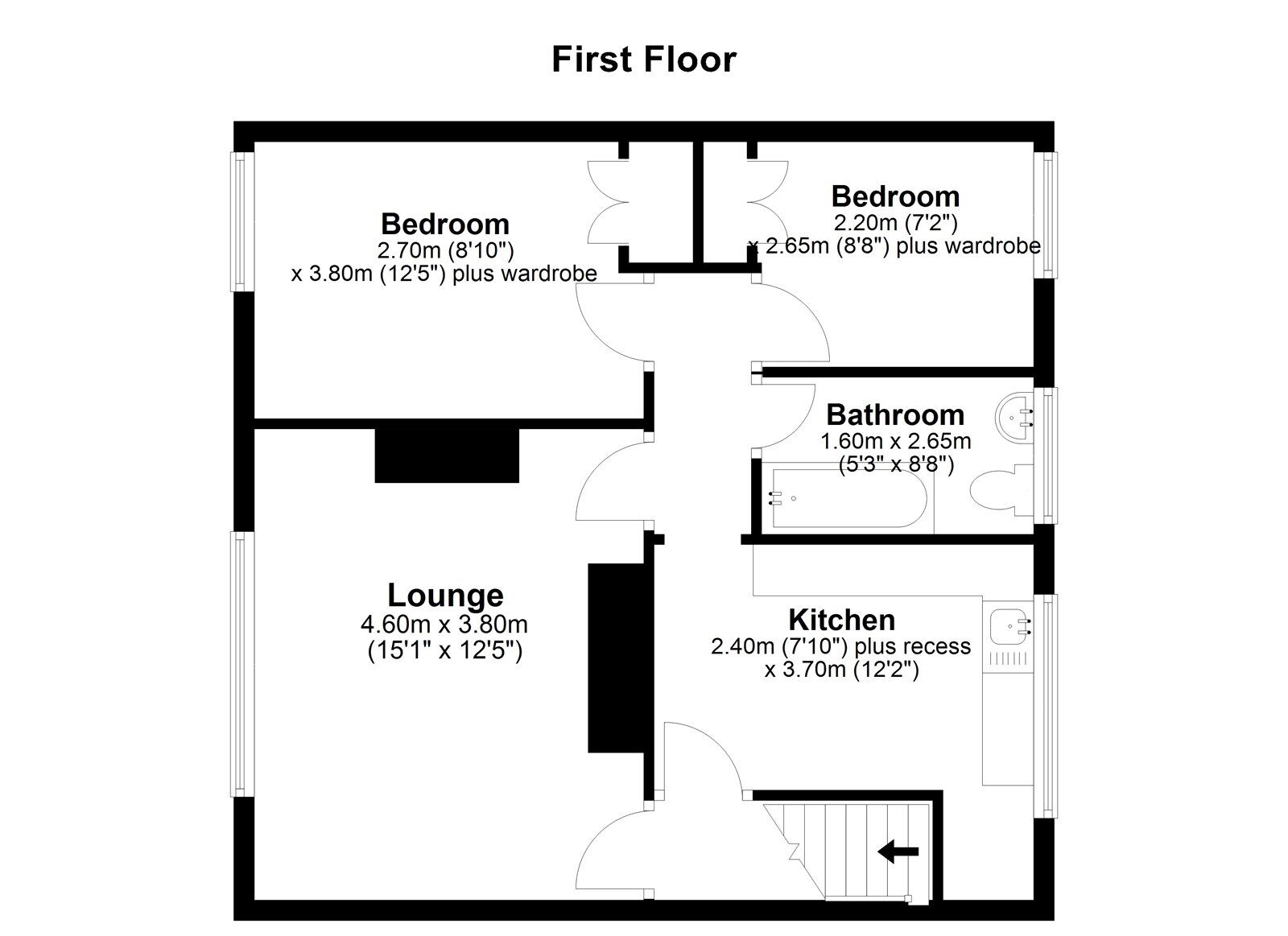 Floorplan of 2 bedroom  Flat for sale, Church Road, Blackhill, Co. Durham, DH8