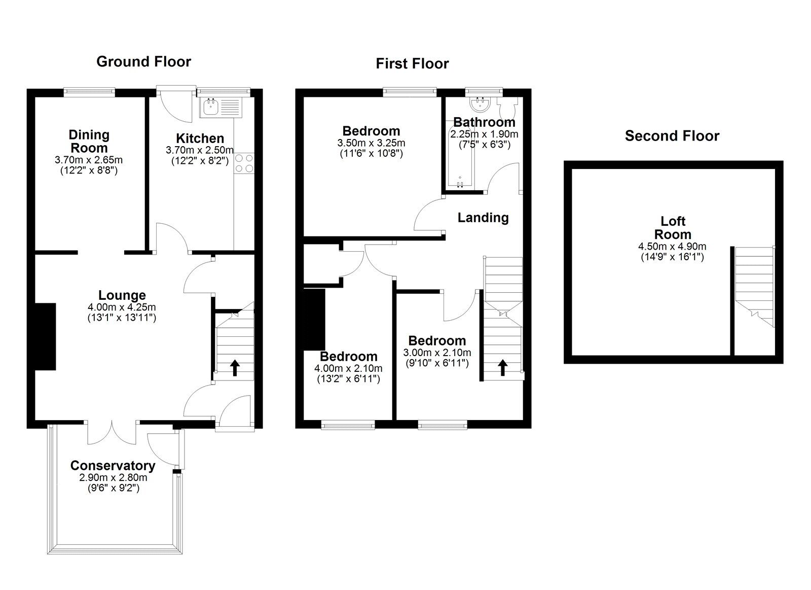 Floorplan of 3 bedroom Mid Terrace House for sale, Roseberry Terrace, Consett, Durham, DH8