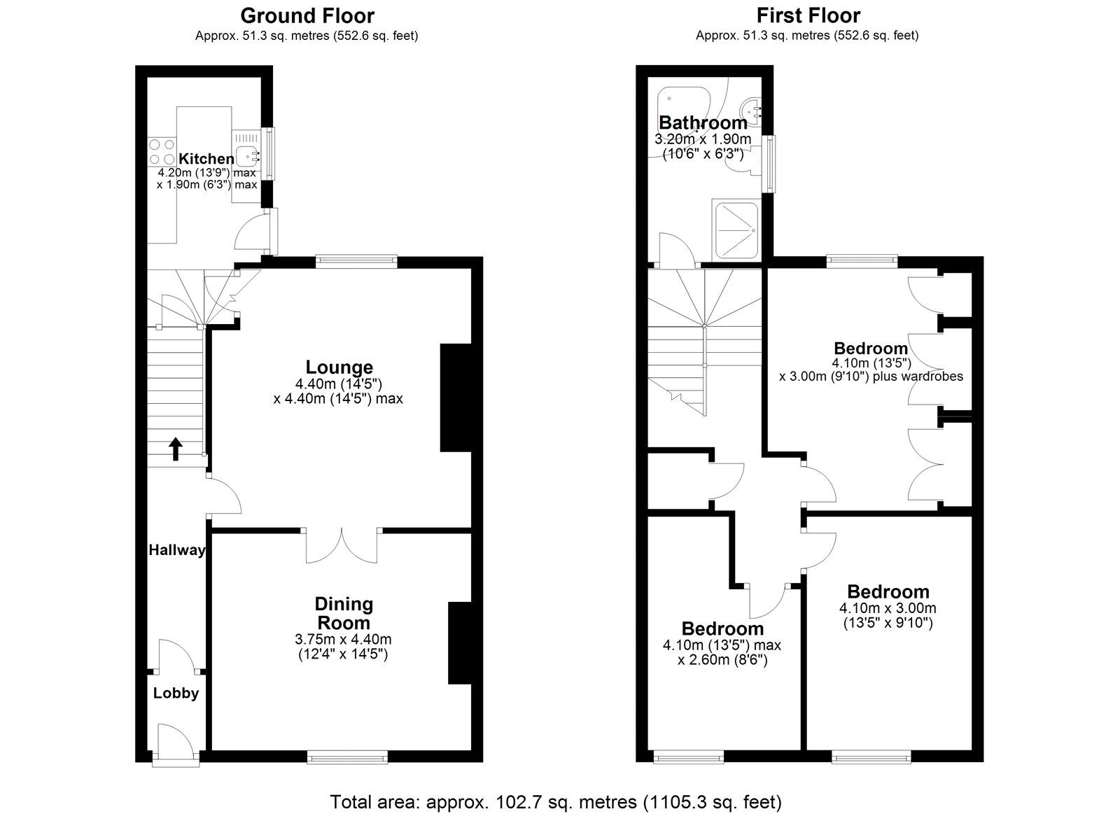 Floorplan of 3 bedroom Mid Terrace House for sale, St. Aidans Street  Blackhill, Consett, Durham, DH8