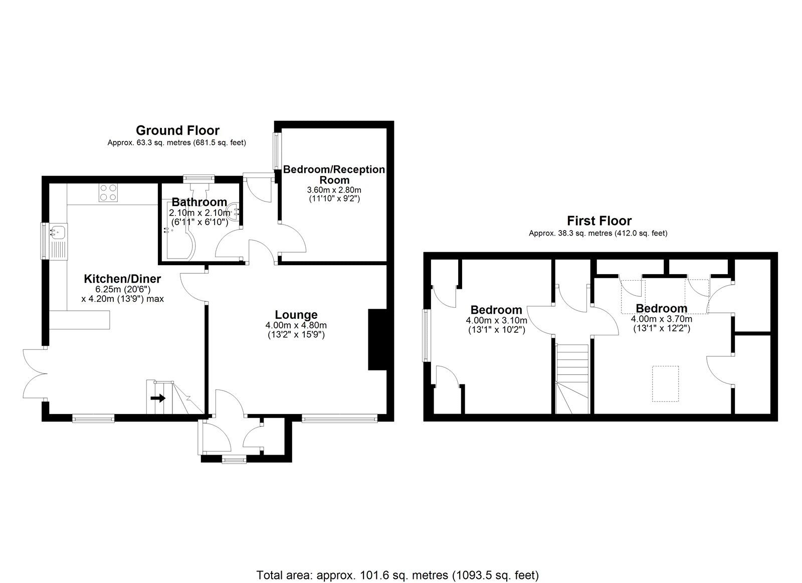 Floorplan of 3 bedroom Semi Detached Property for sale, Anvil Court, Whittonstall, Northumberland, DH8