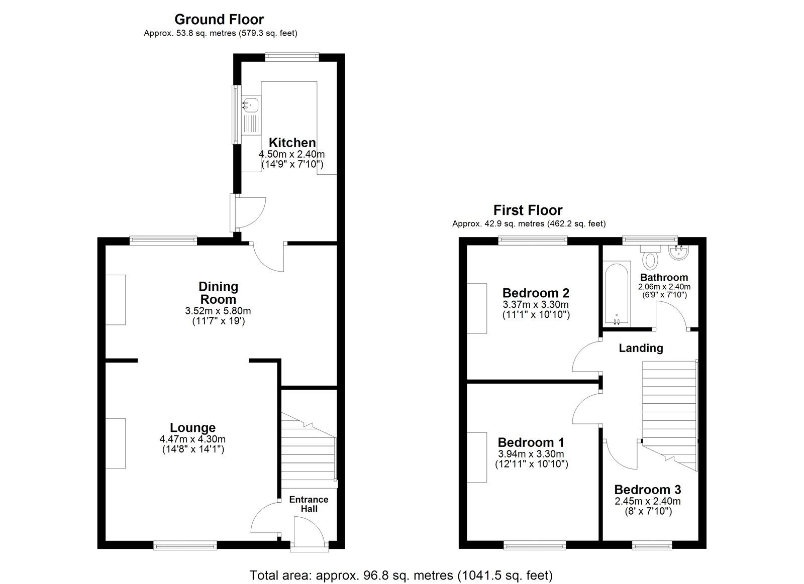 Floorplan of 3 bedroom Mid Terrace House for sale, Park Terrace, Castleside, Durham, DH8