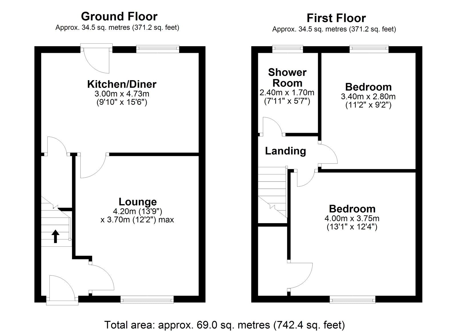 Floorplan of 2 bedroom Mid Terrace House for sale, Hawthorn Terrace, Consett, Durham, DH8