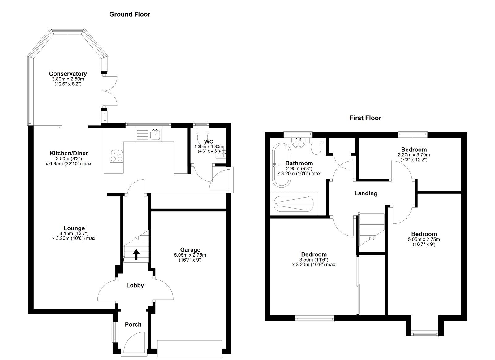 Floorplan of 3 bedroom Detached House for sale, Stuart Court, Consett, Durham, DH8