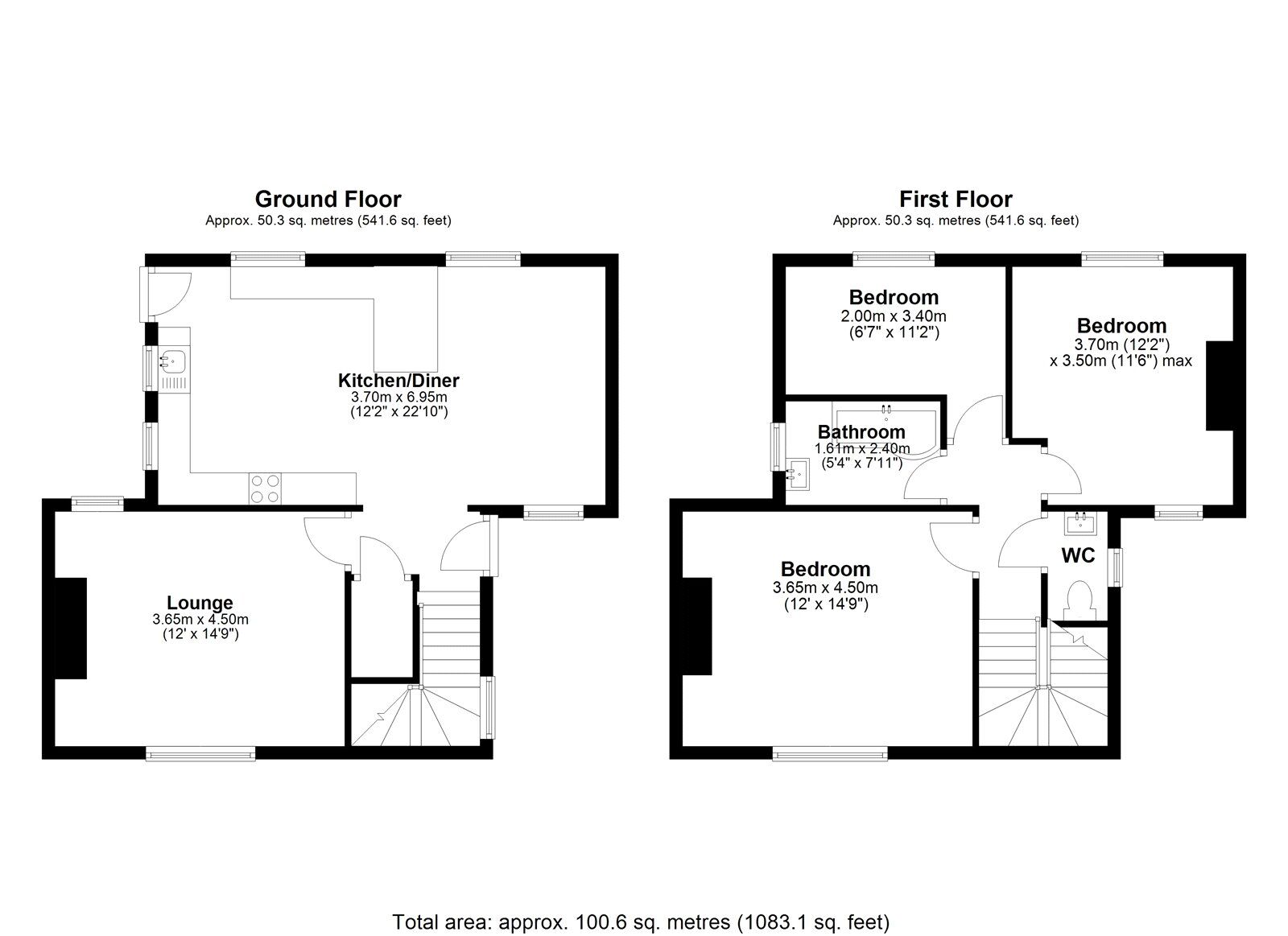 Floorplan of 3 bedroom Semi Detached House for sale, Welford Road, The Grove, Consett, Durham, DH8