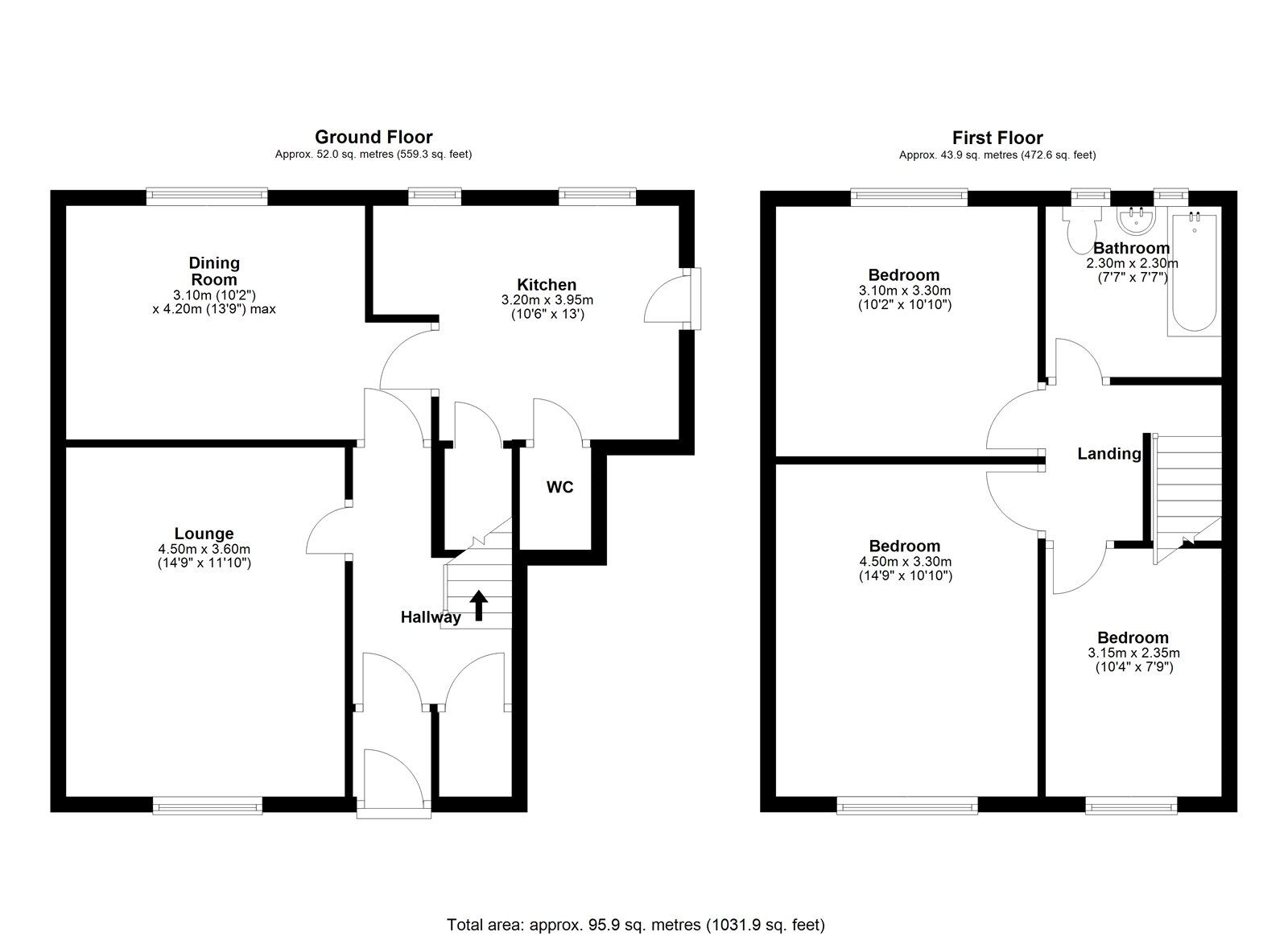 Floorplan of 3 bedroom End Terrace House for sale, York Road, Consett, Durham, DH8