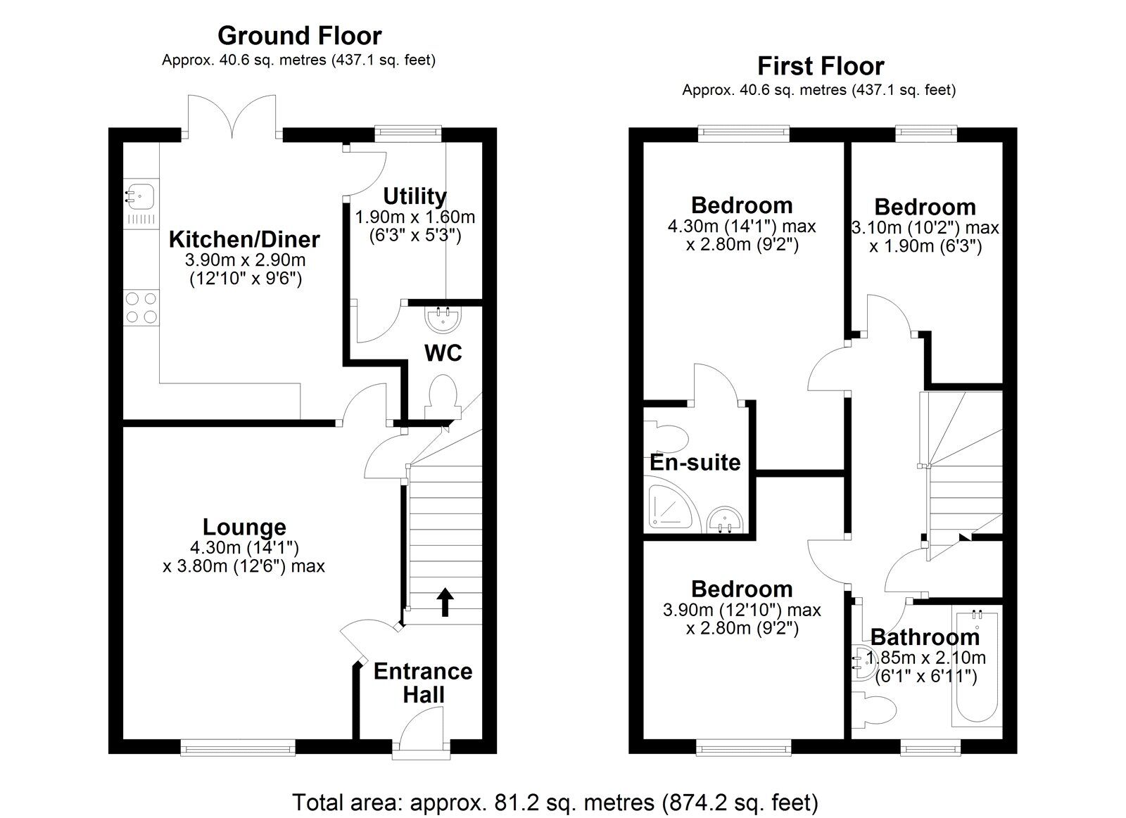 Floorplan of 3 bedroom Semi Detached House for sale, Queen Elizabeth Drive, Consett, Durham, DH8