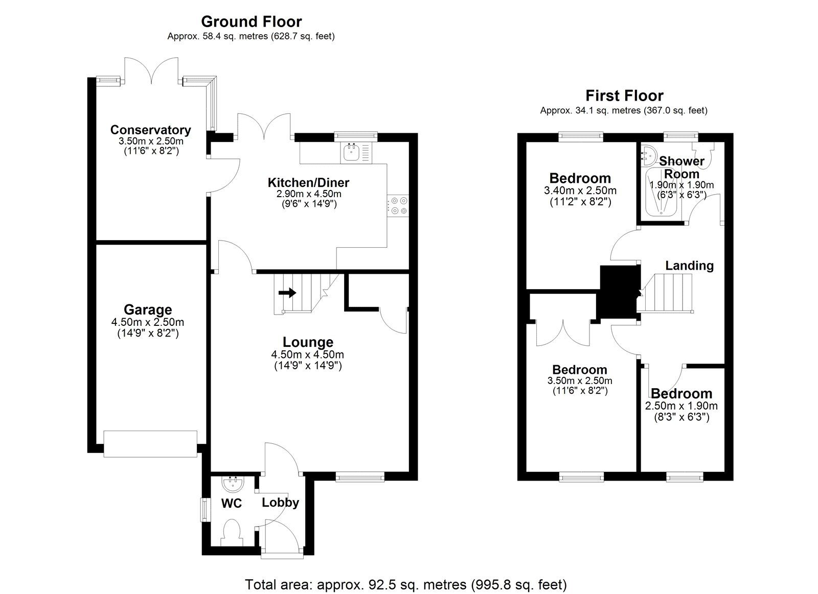 Floorplan of 3 bedroom Detached House for sale, Dewhirst Close, Leadgate, Durham, DH8