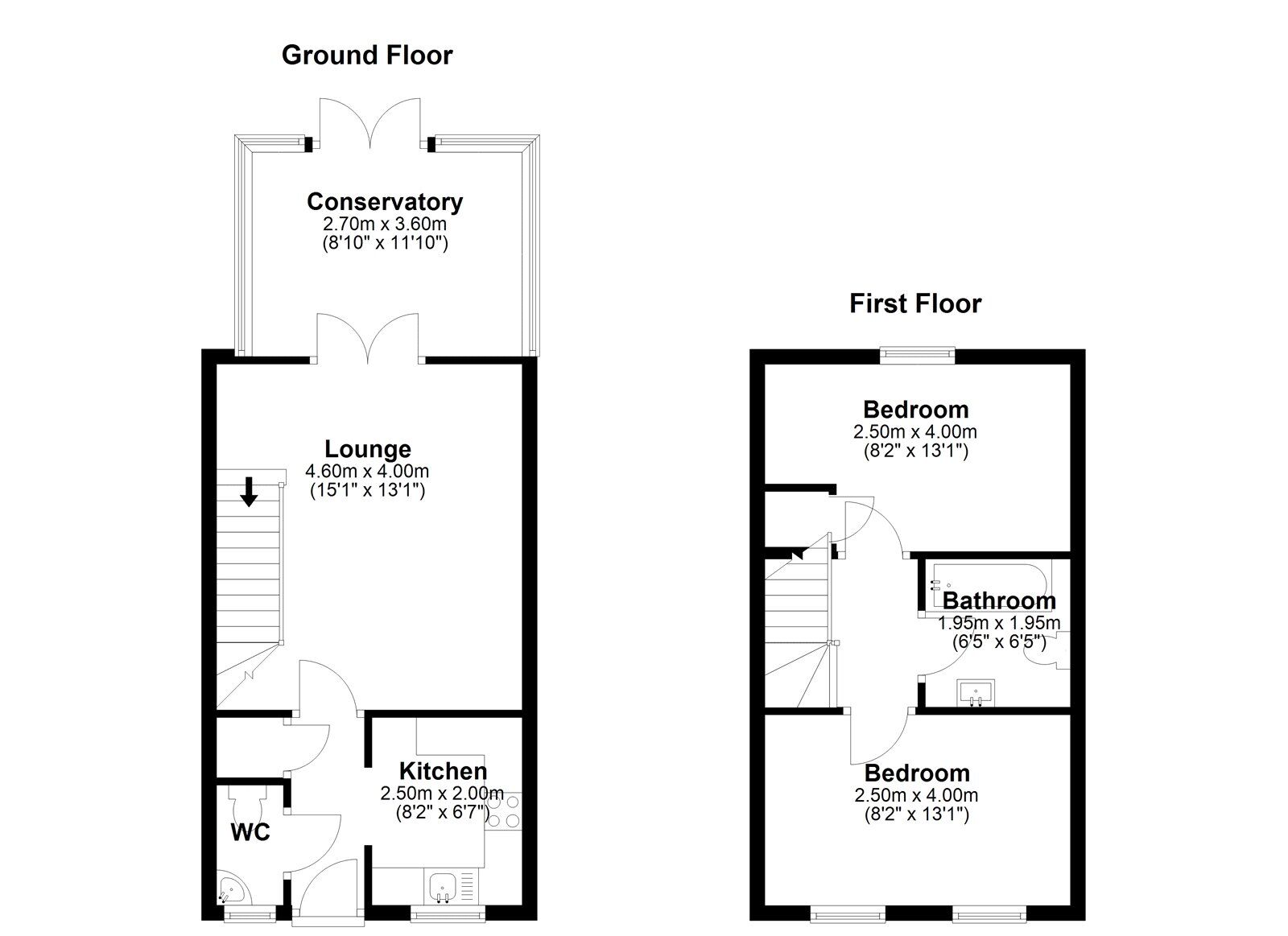 Floorplan of 2 bedroom End Terrace House for sale, Arkless Grove, The Grove, Durham, DH8