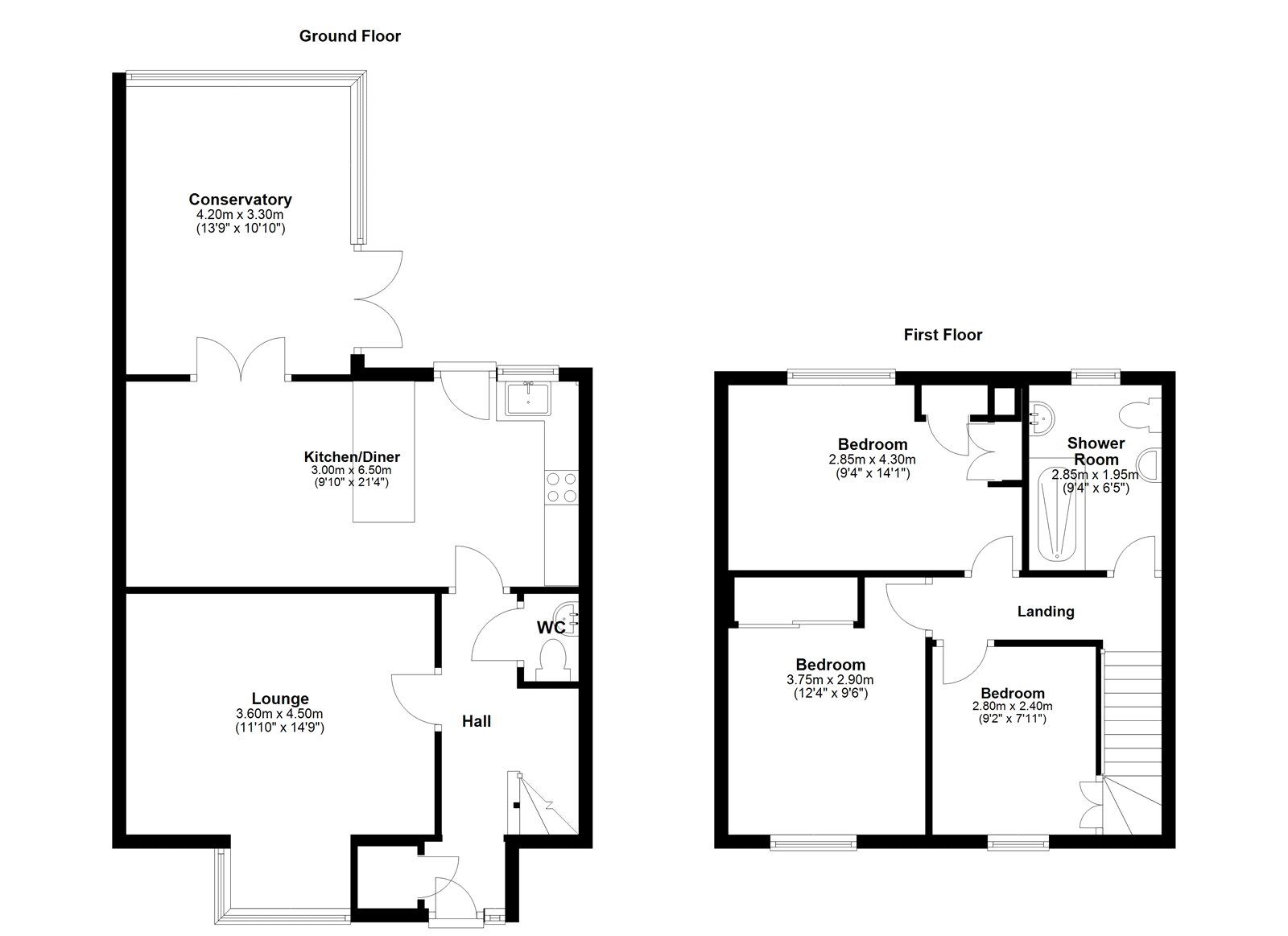 Floorplan of 3 bedroom Mid Terrace House for sale, Medomsley Road, Consett, Durham, DH8