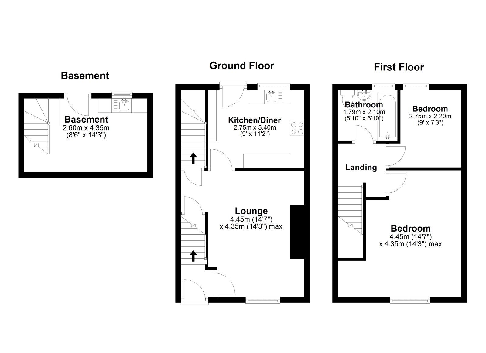 Floorplan of 2 bedroom Mid Terrace House for sale, Elm Park Terrace  Shotley Bridge, Consett, Durham, DH8