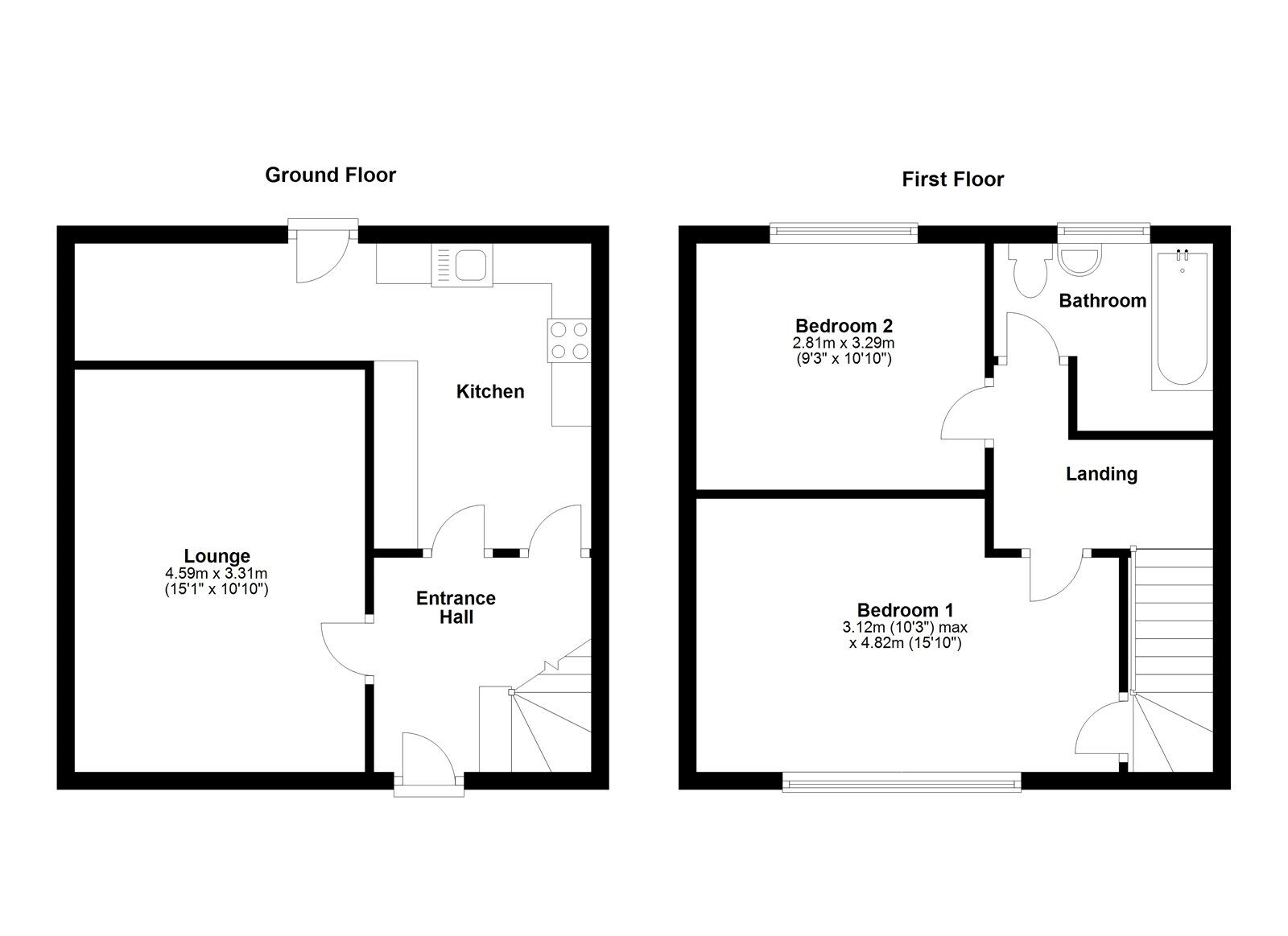 Floorplan of 2 bedroom Semi Detached House for sale, Willow Crescent, Consett, Durham, DH8