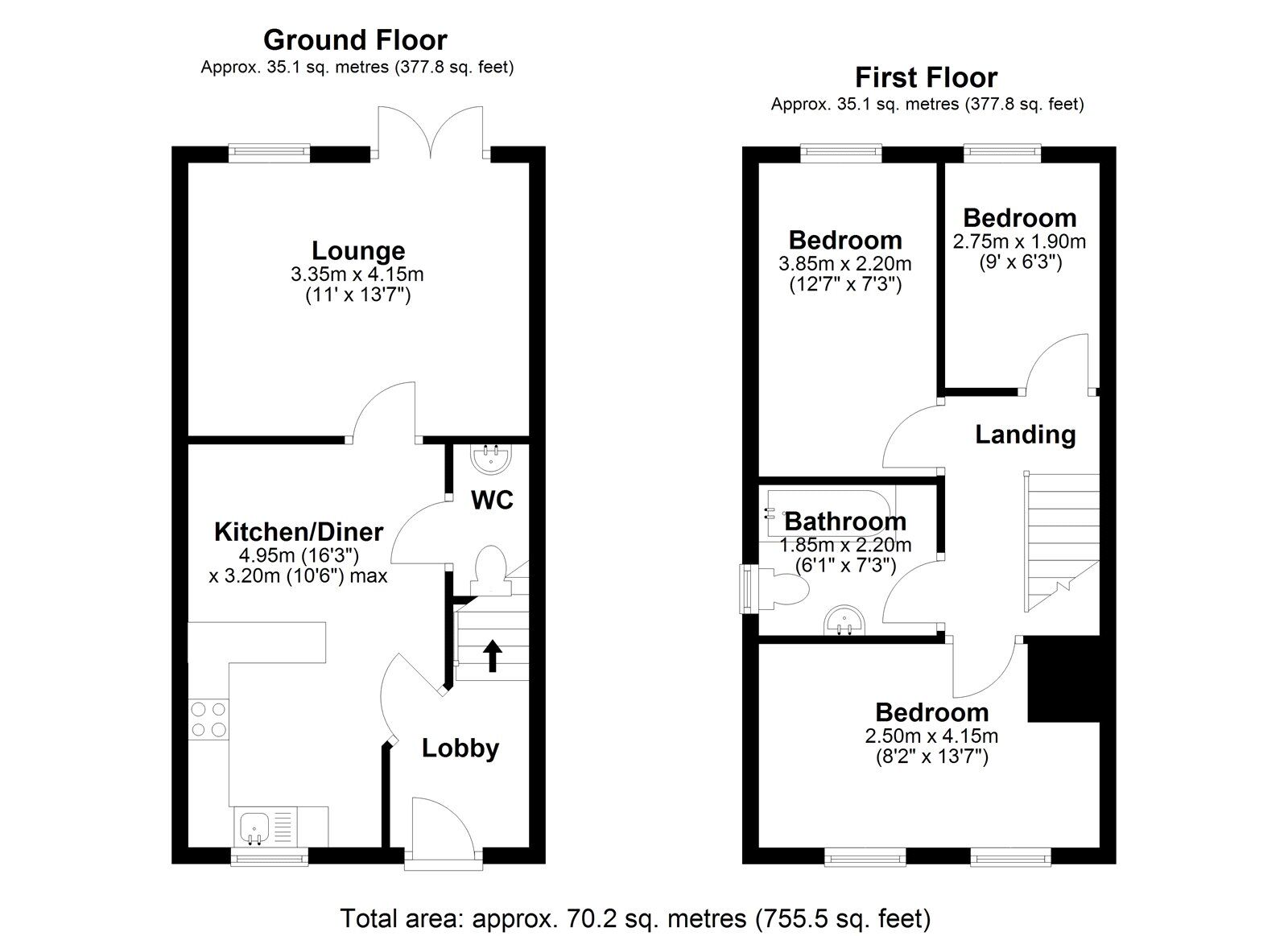 Floorplan of 3 bedroom Semi Detached House for sale, Victory Close, Consett, Durham, DH8